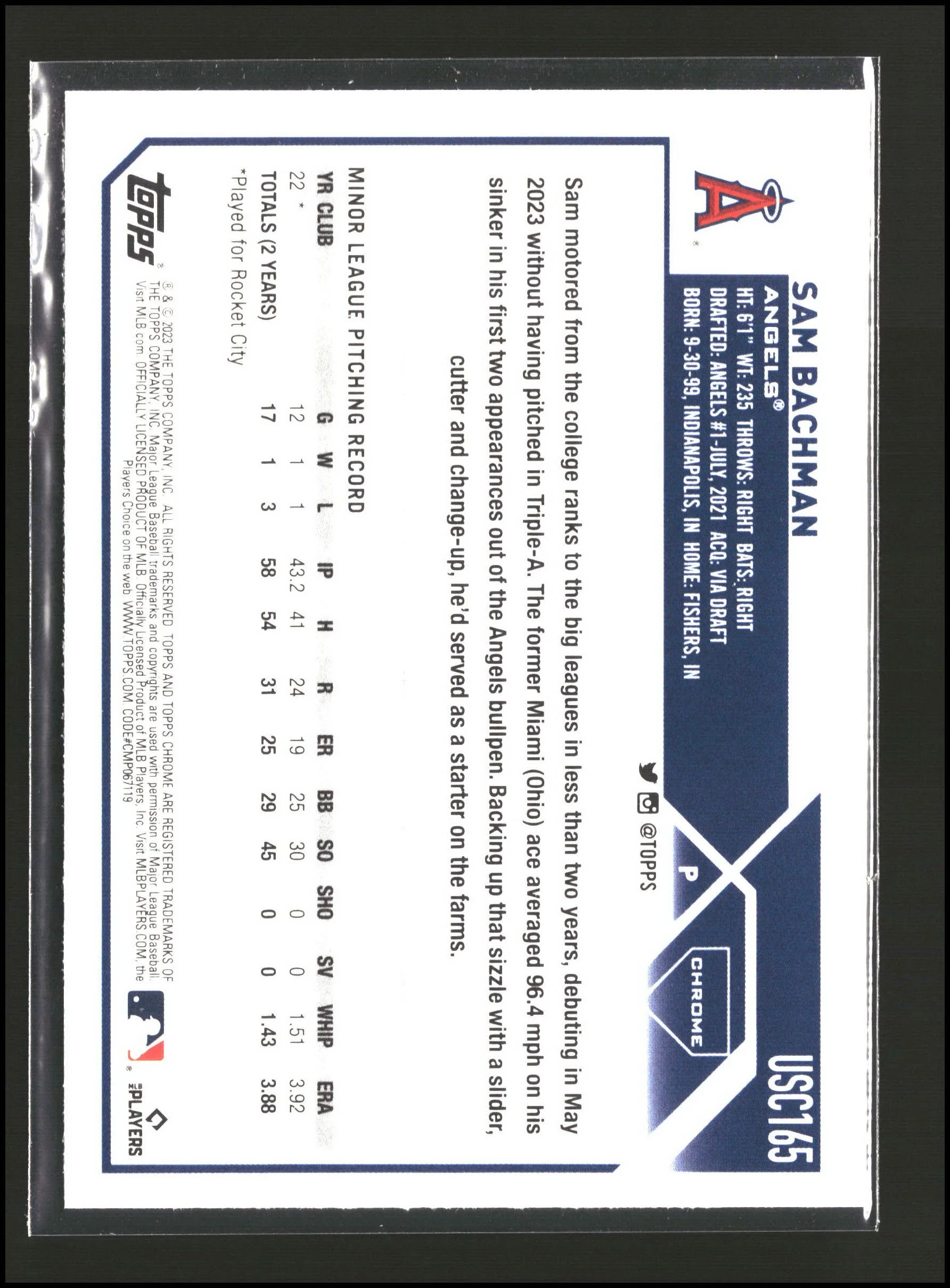 Sam Bachman - Topps Chrome Update