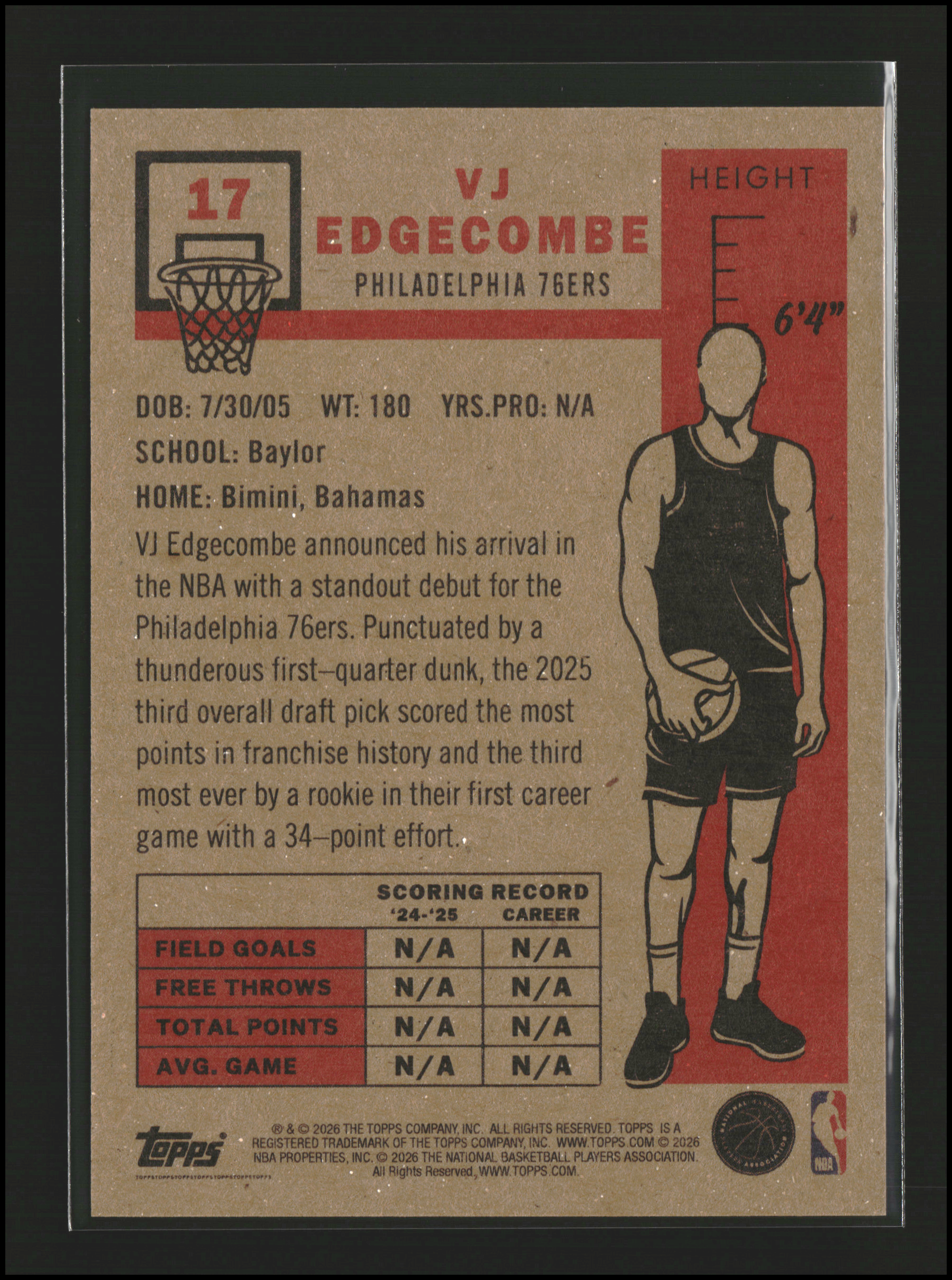 VJ Edgecombe #17 | Topps: Living Set | Basketball