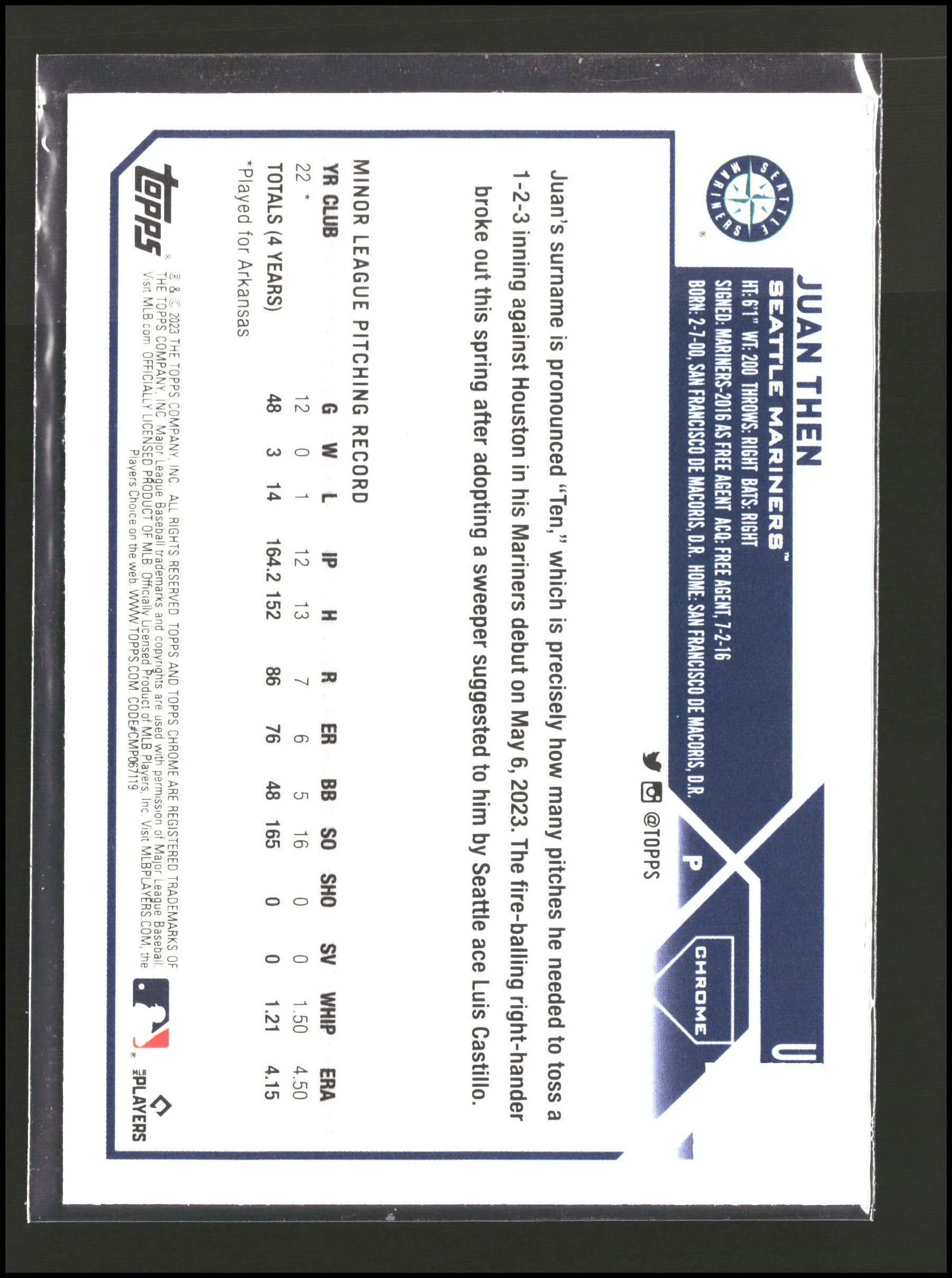 Juan Then - Topps Chrome Update