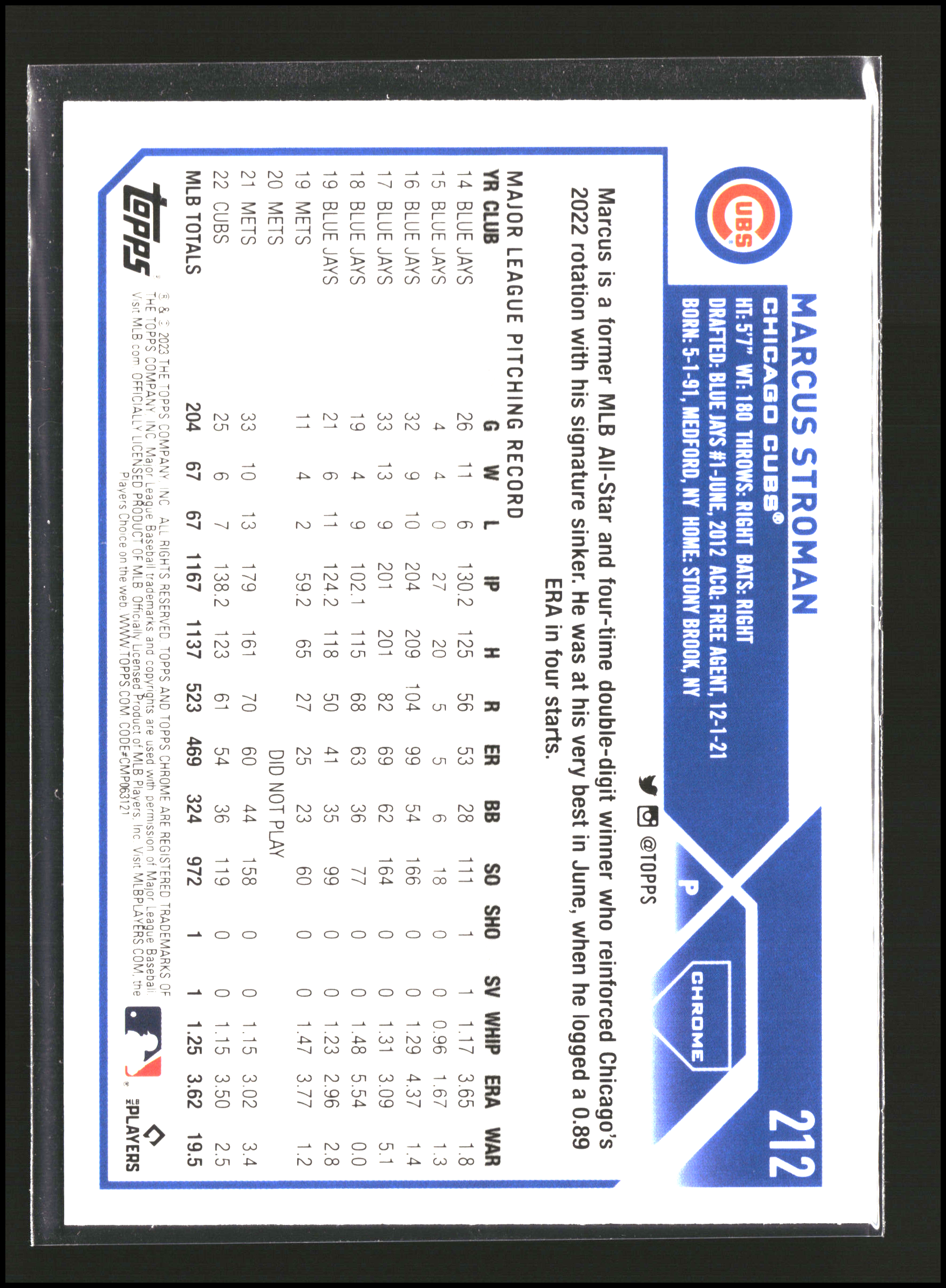 Marcus Stroman - Topps Chrome