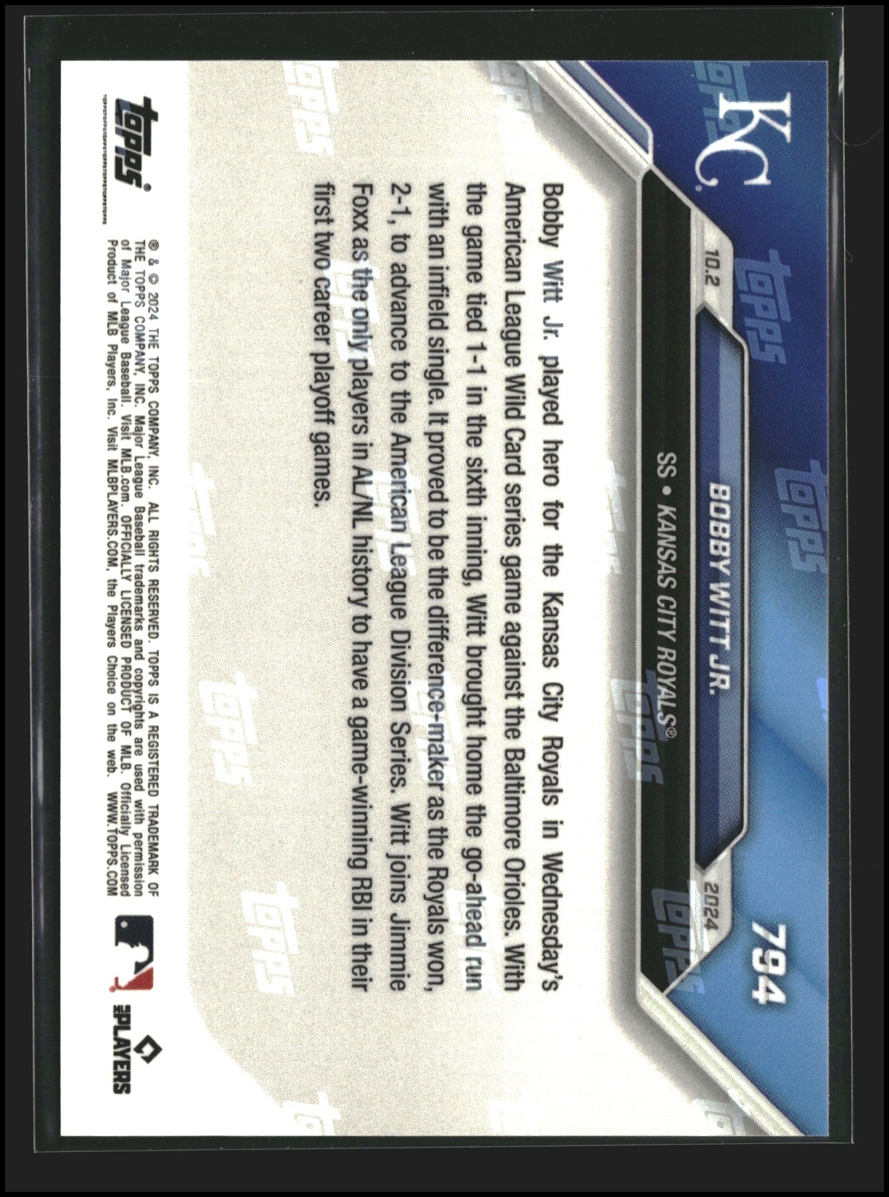 Bobby Witt Jr. #794 | Topps: Now | Baseball