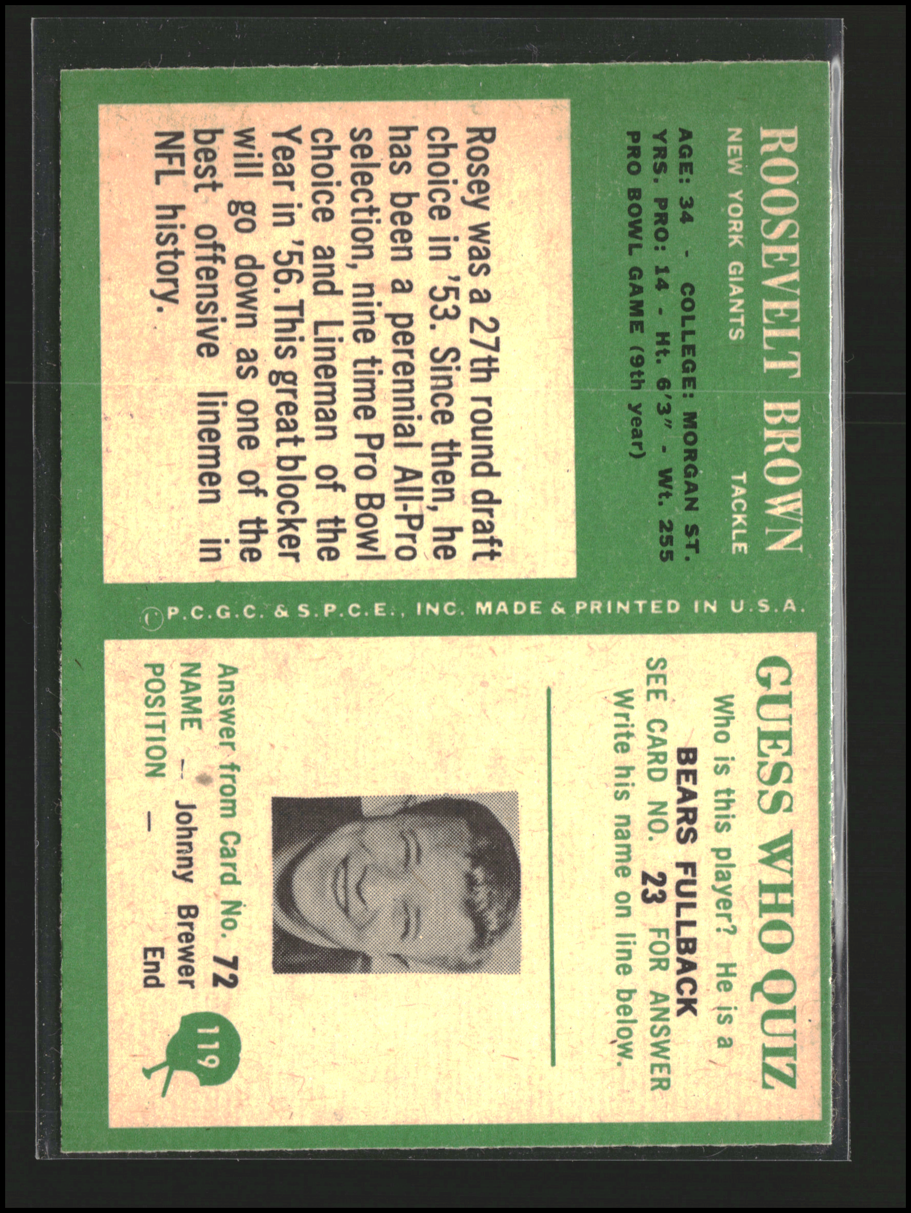 Roosevelt Brown #119 | 1966 Philadelphia | Football Cards