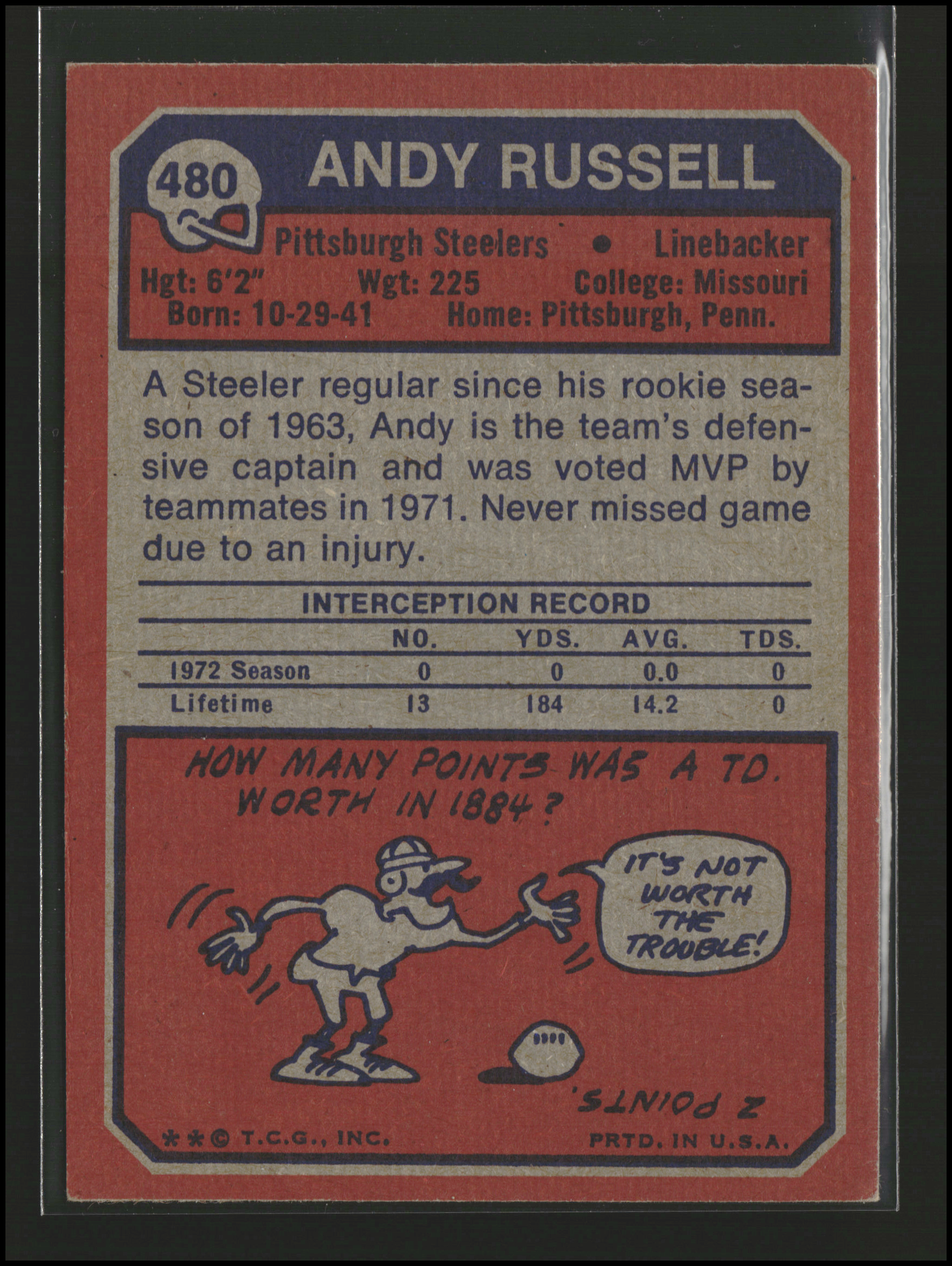 Andy Russell #480 | 1973 Topps | Football Cards