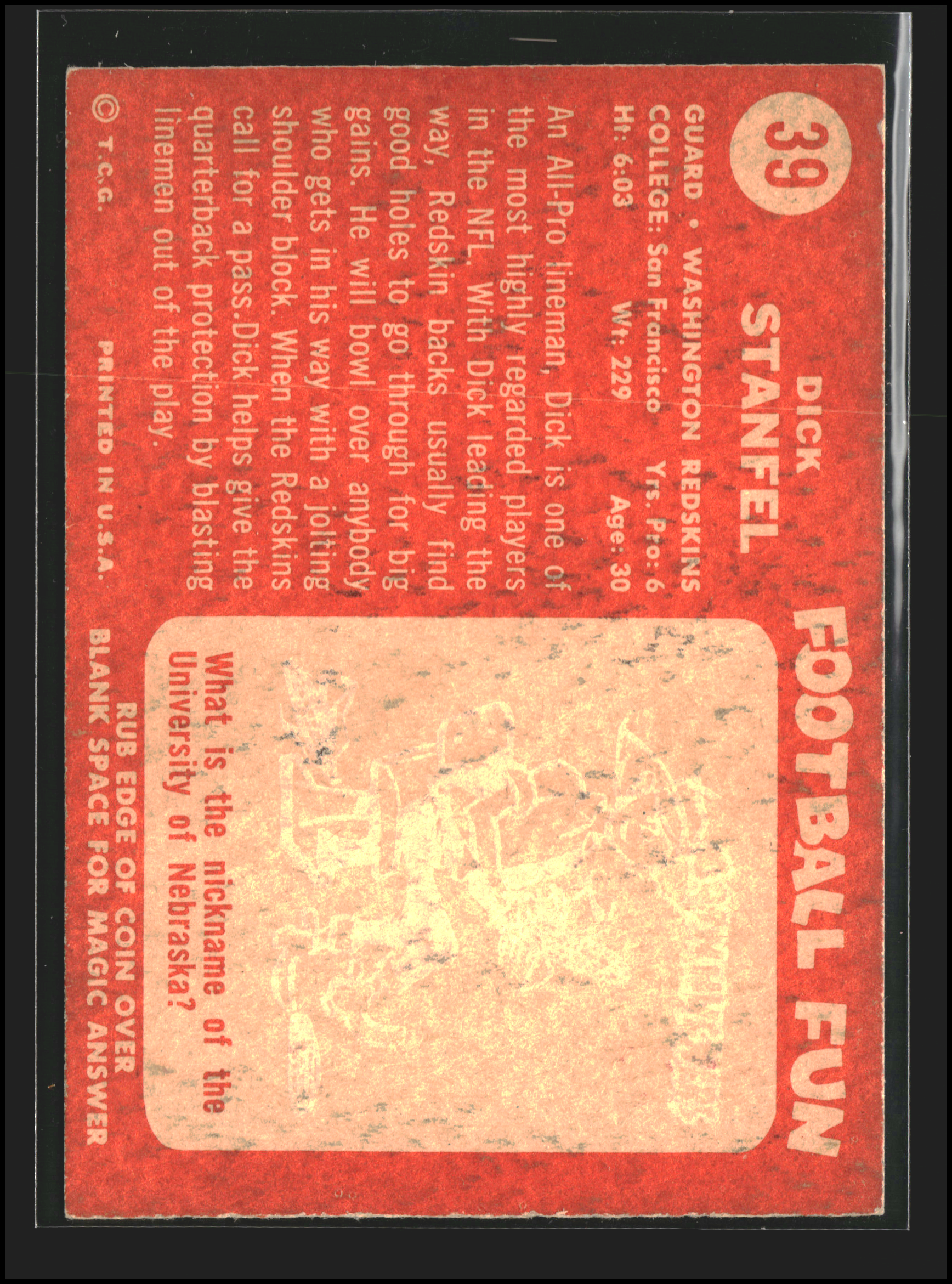 Dick Stanfel #39 | 1958 Topps | Football Cards