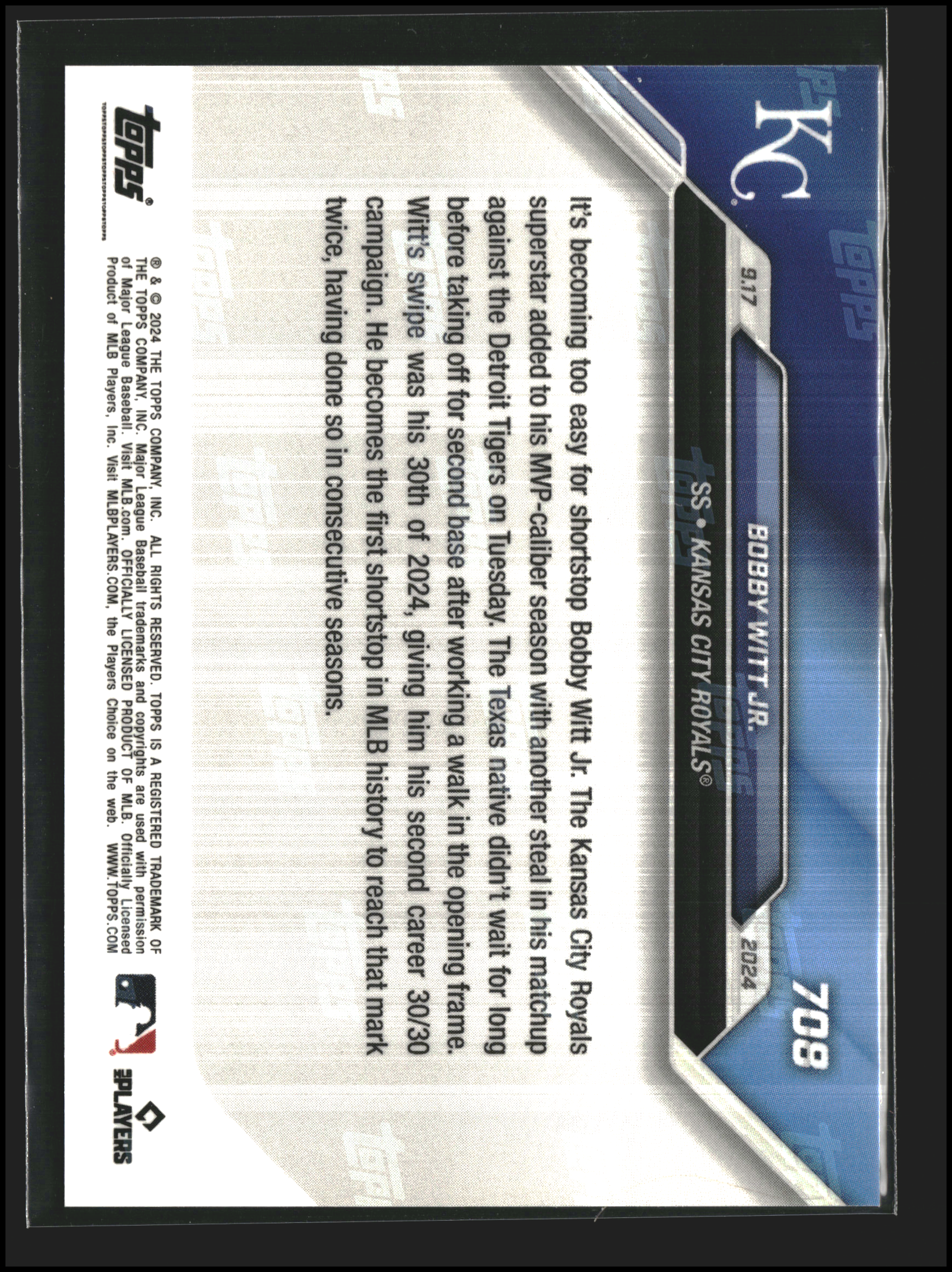 Bobby Witt Jr. #708 | Topps: Now | Baseball