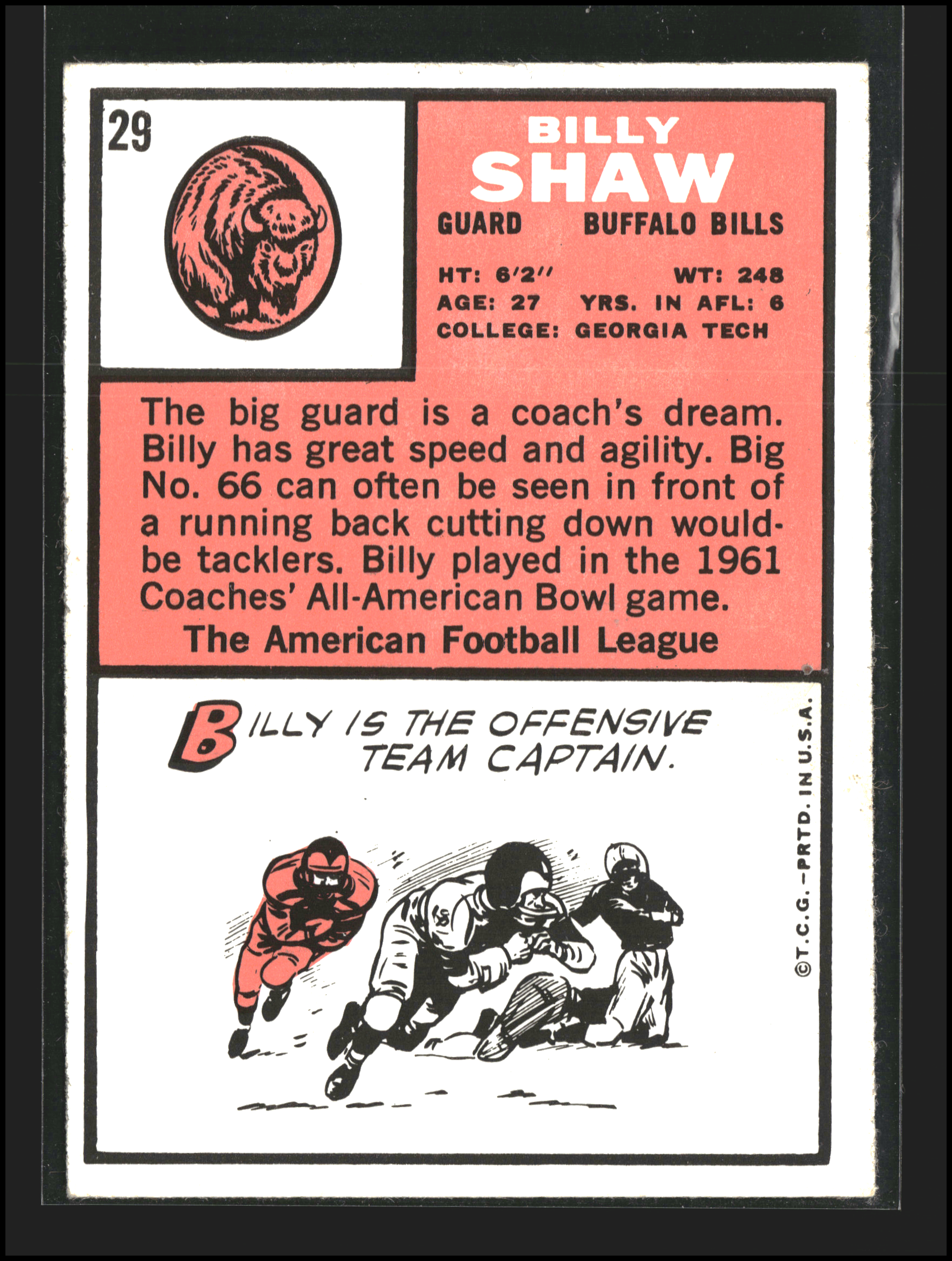 Billy Shaw #29 | 1966 Topps | Football Cards