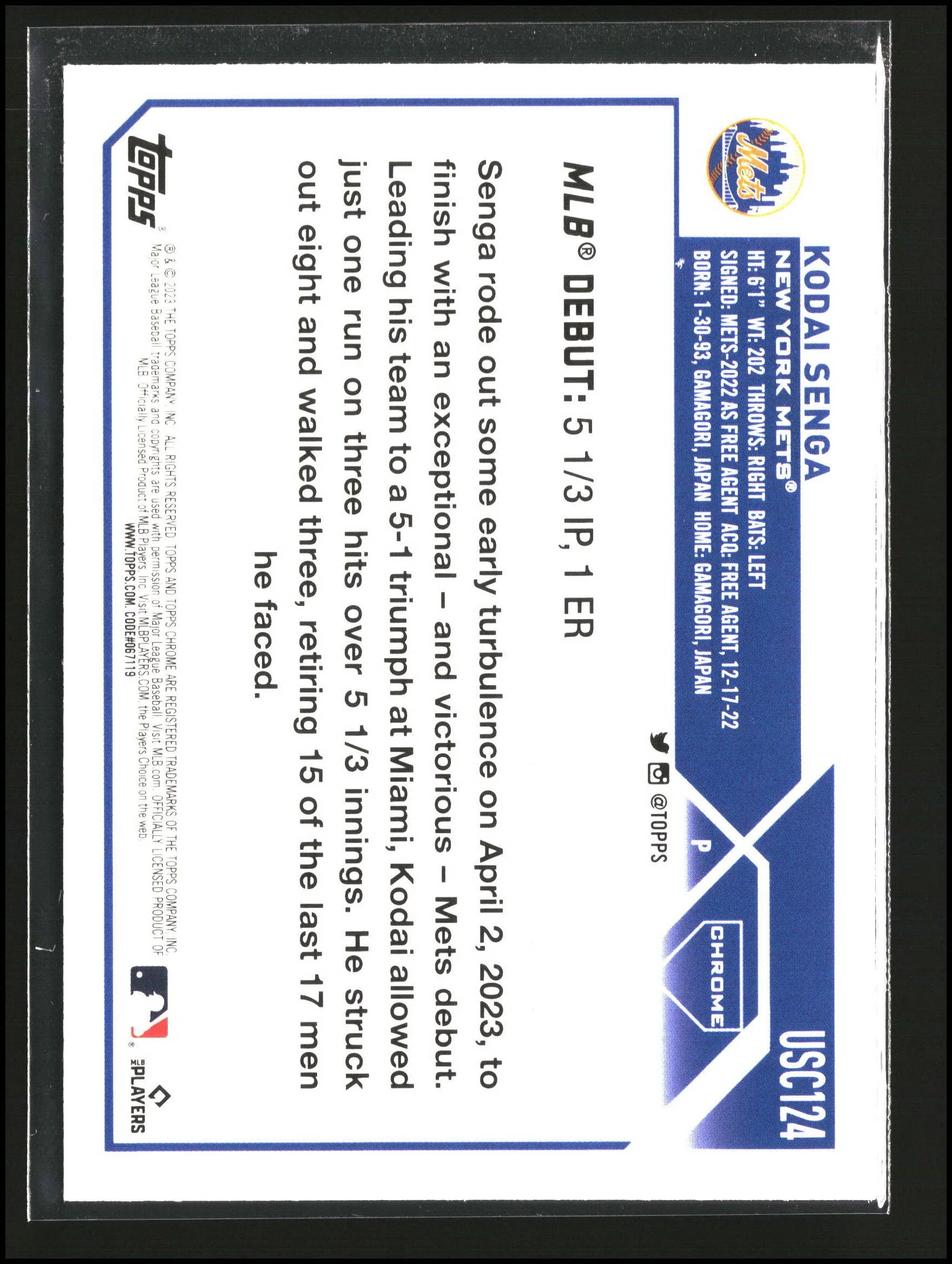 Kodai Senga - Topps Chrome Update