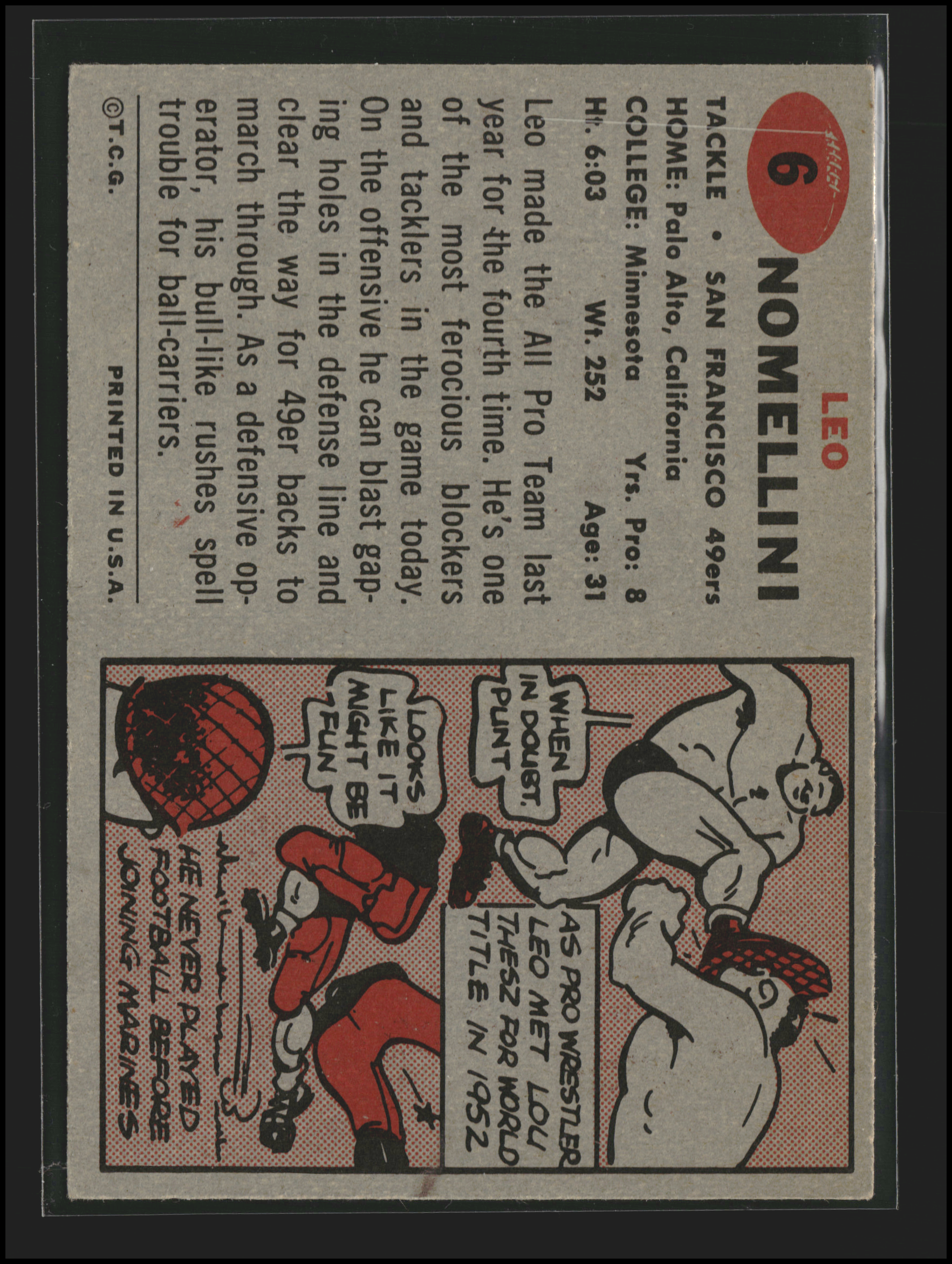 Leo Nomellini #6 | 1957 Topps | Football Cards