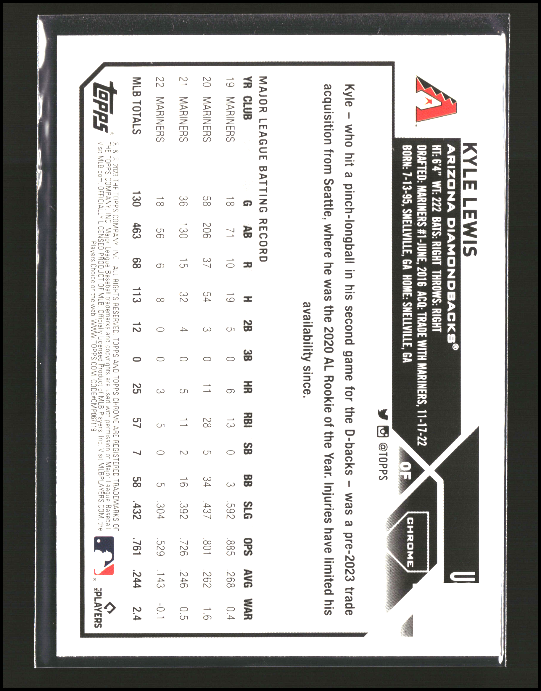 Kyle Lewis - Topps Chrome Update
