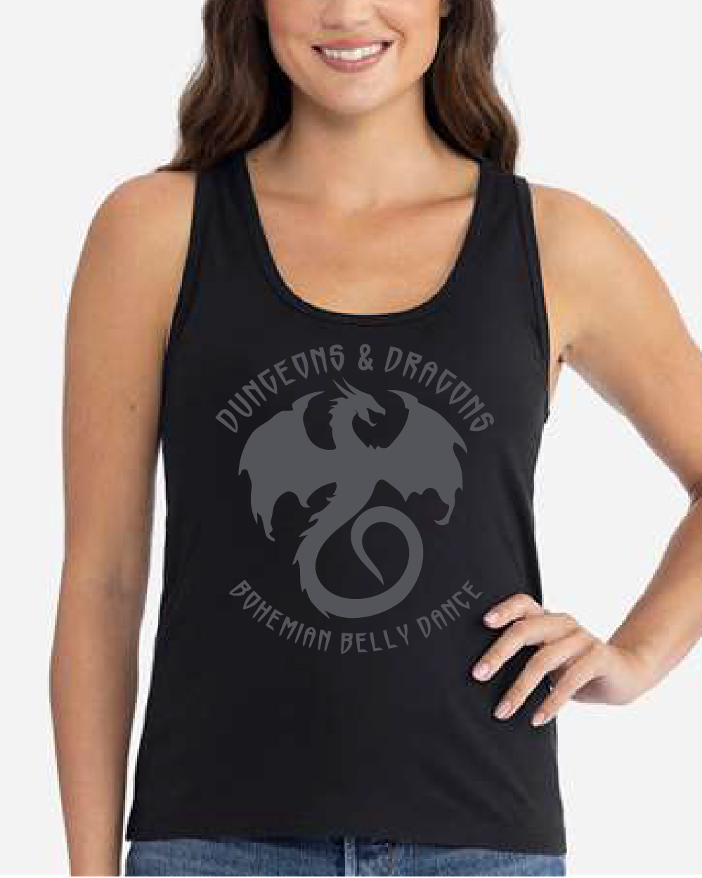 Dungeons and Dragons BOHO Tank - Dark Grey Ink Logo