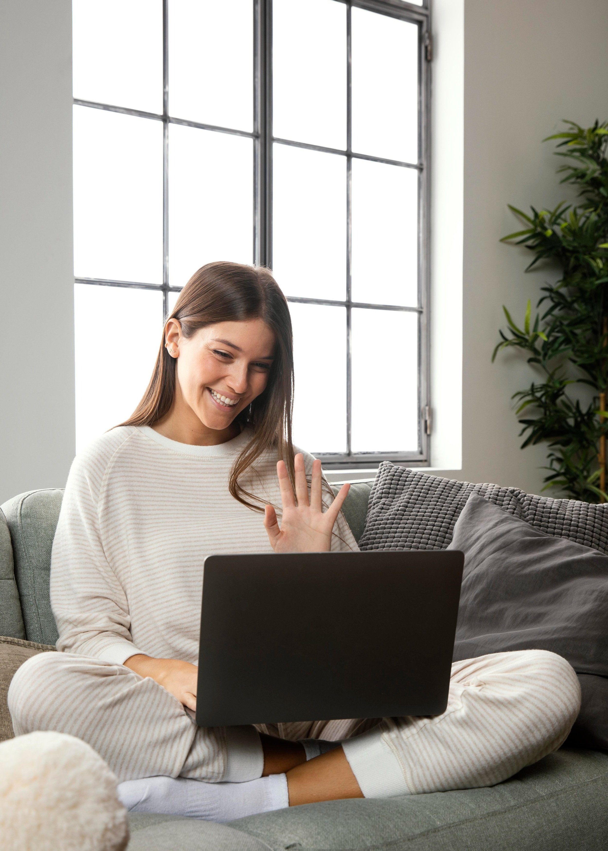 Therapist providing secure virtual counseling