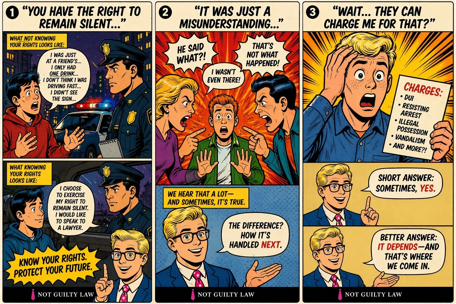 Knowing your rights can make all the difference. If you ever find yourself in a tough situation, what you say and what you don&rsquo;t matters a lot! Not Guilty Law is here to help. ☺️

#KnowYourRights #NotGuiltyLaw #CriminalDefense #OrangeCountyLawy