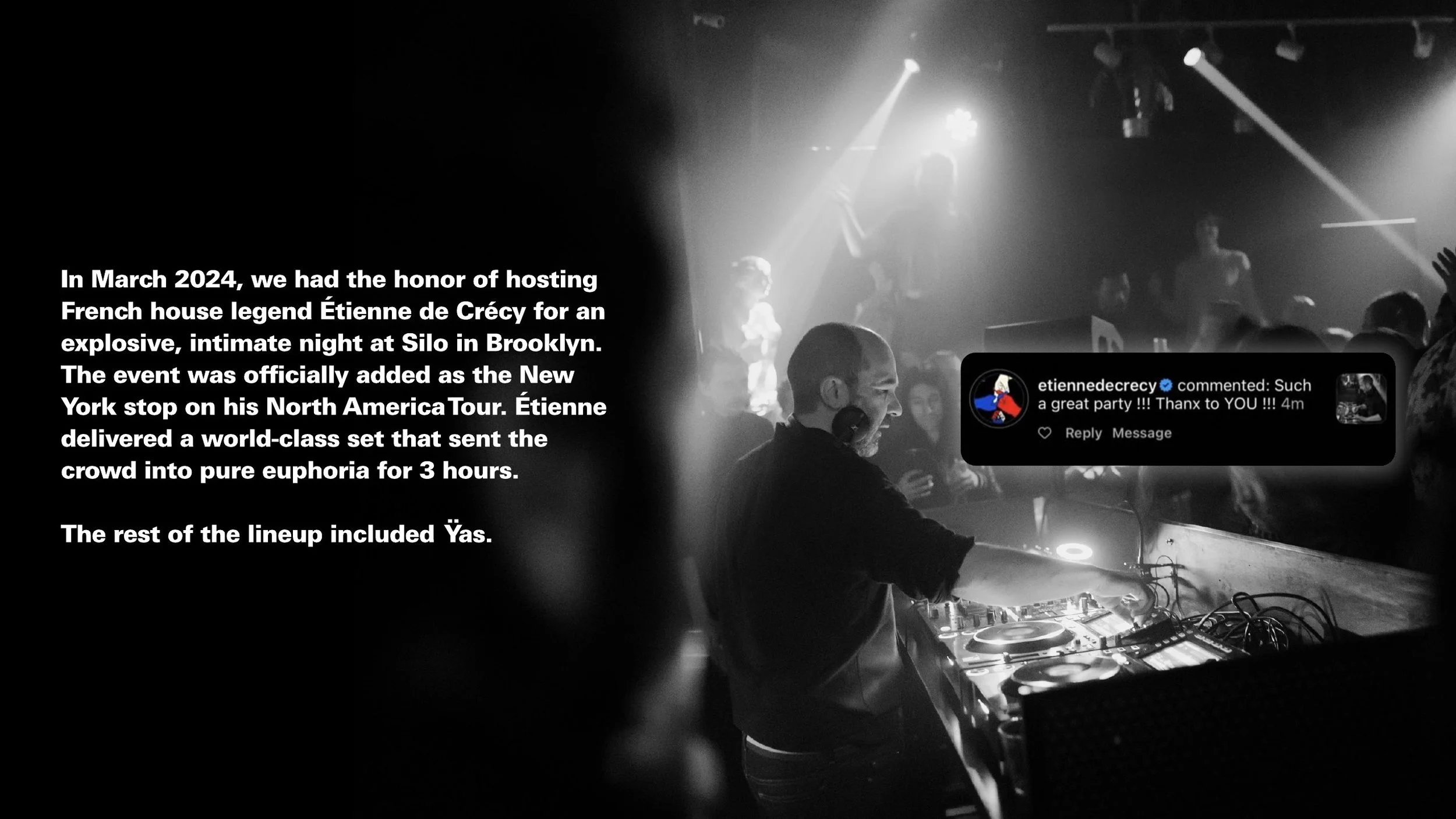 Étienne de Crécy's New York tour stop: 3-hour French house set at SILO Brooklyn, hosted by Maison Disco.