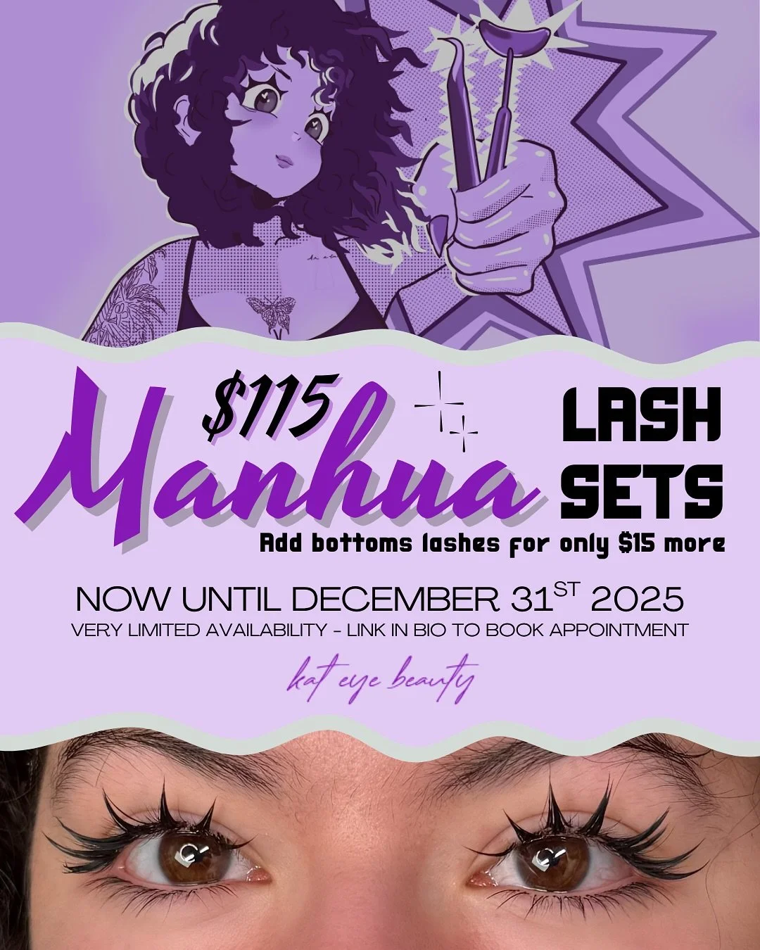 Surprise!!🤭💜
I'm so excited to being this new lash style to the area!! So to maybe entice you to give it a try, I thought to do a promo!✨
I haven't priced a full set this low in a longggggg time so definitely recommend to take advantage while it