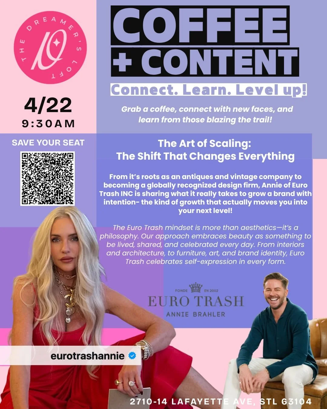 📣📣We are just 👏🏻2 👏🏻 DAYS 👏🏻 AWAY 👏🏻 

Join us as @eurotrashannie and @eurotrashadam talk about ✨The Art of Scaling: The Shift That Changes Everything ✨

From it&rsquo;s roots as an antiques and vintage company to becoming a globally recogn