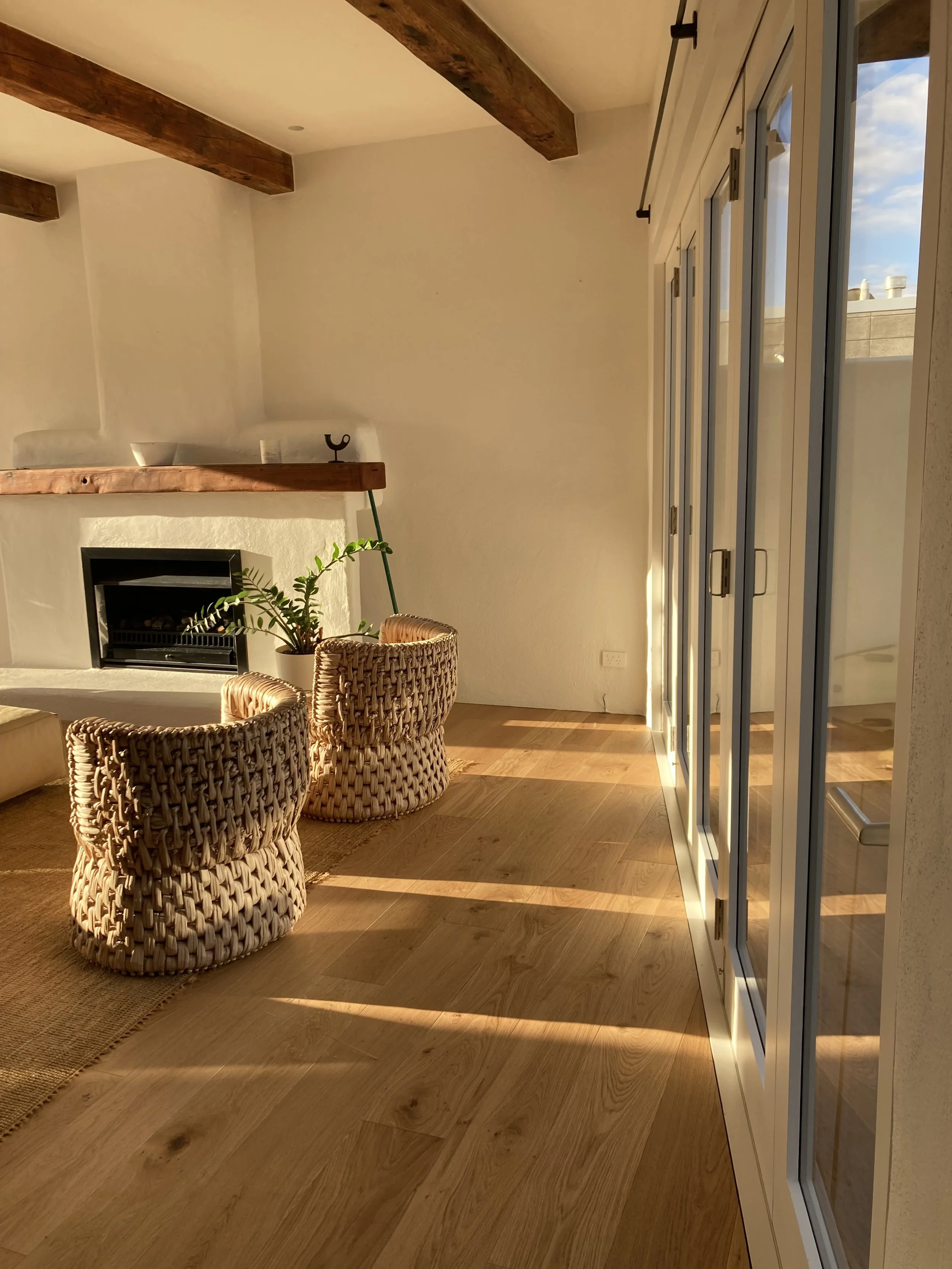 Omaha beach front, new wooden joinery, Aalto