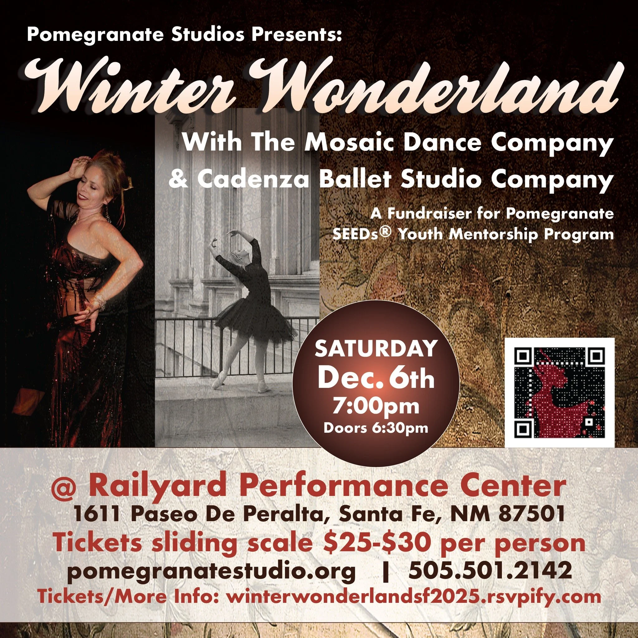 Our beloved annual Winter Wonderland show is almost here! We are very excited that this year our Mosaic Dance Company will be joined by Cadenza Ballet Studio Company! Get your tickets today and let us get you in the holiday cheer! ❄️

When: Saturday,