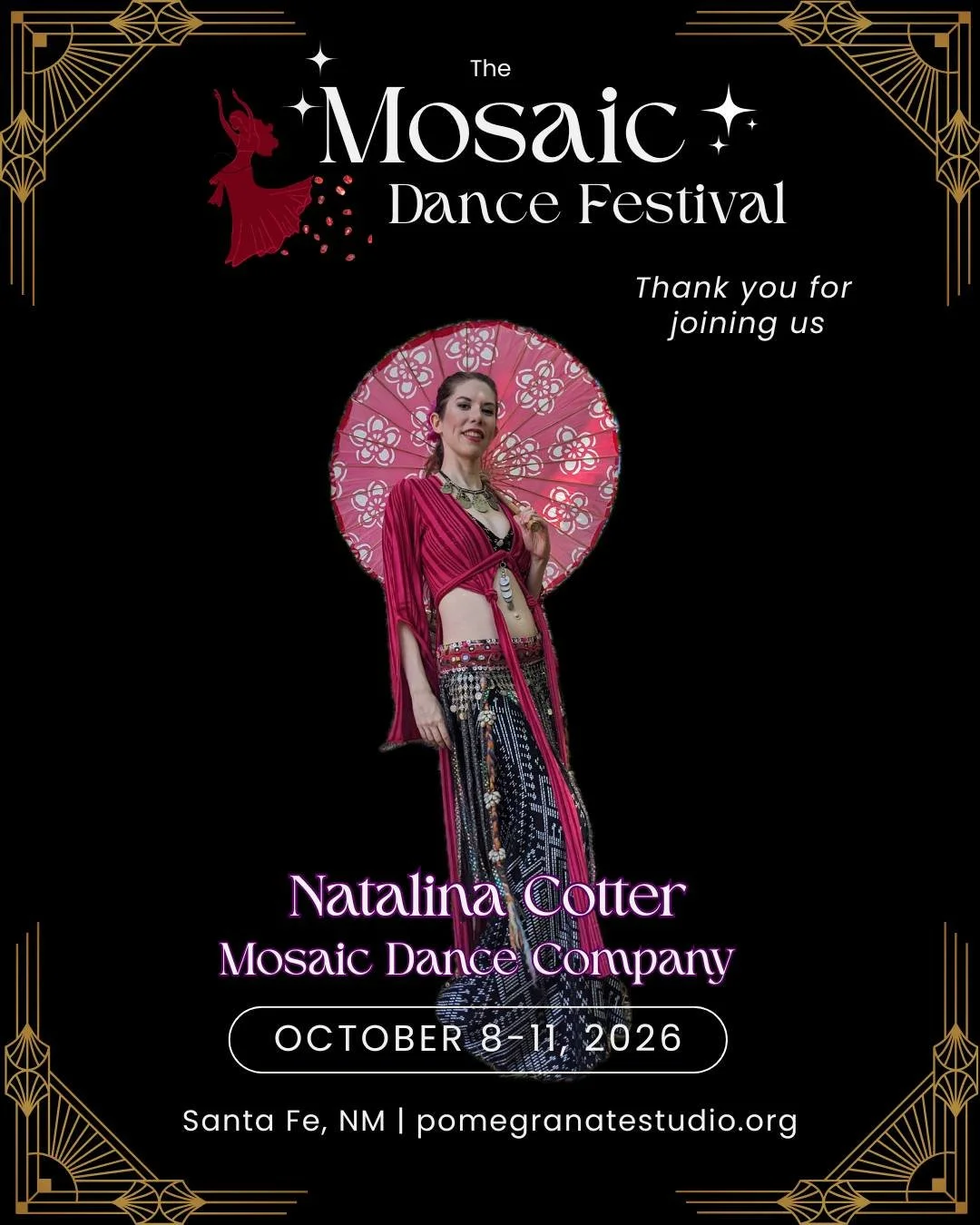 Thank you Natalina Cotter for being apart of the Mosaic Dance Company, and for your incredible artistry!

For more info on this event please visit: pomegranatestudio.org