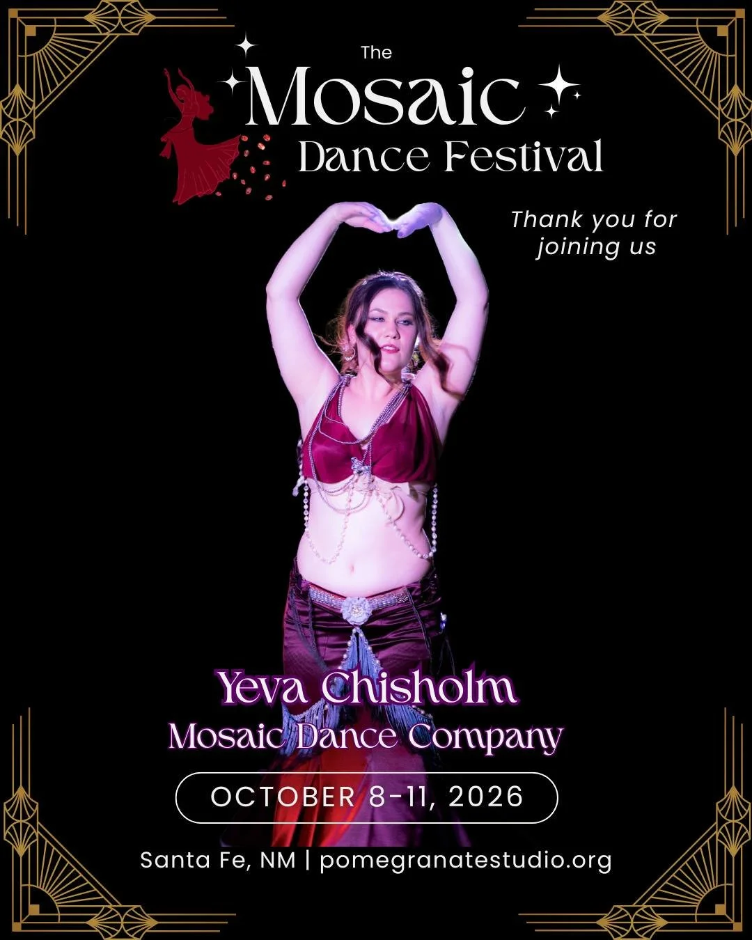 Grateful to Yeva Chisholm for all her hard work and dedication to the Mosaic Dance Company! We are excited to dance with you at the 30th!

For more info on this event please visit: pomegranatestudio.org