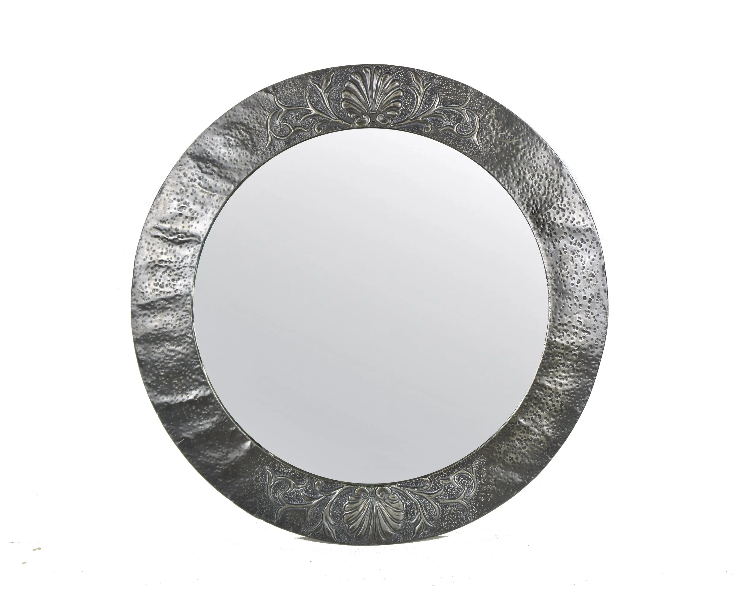 AN ARTS AND CRAFTS PEWTER MIRROR