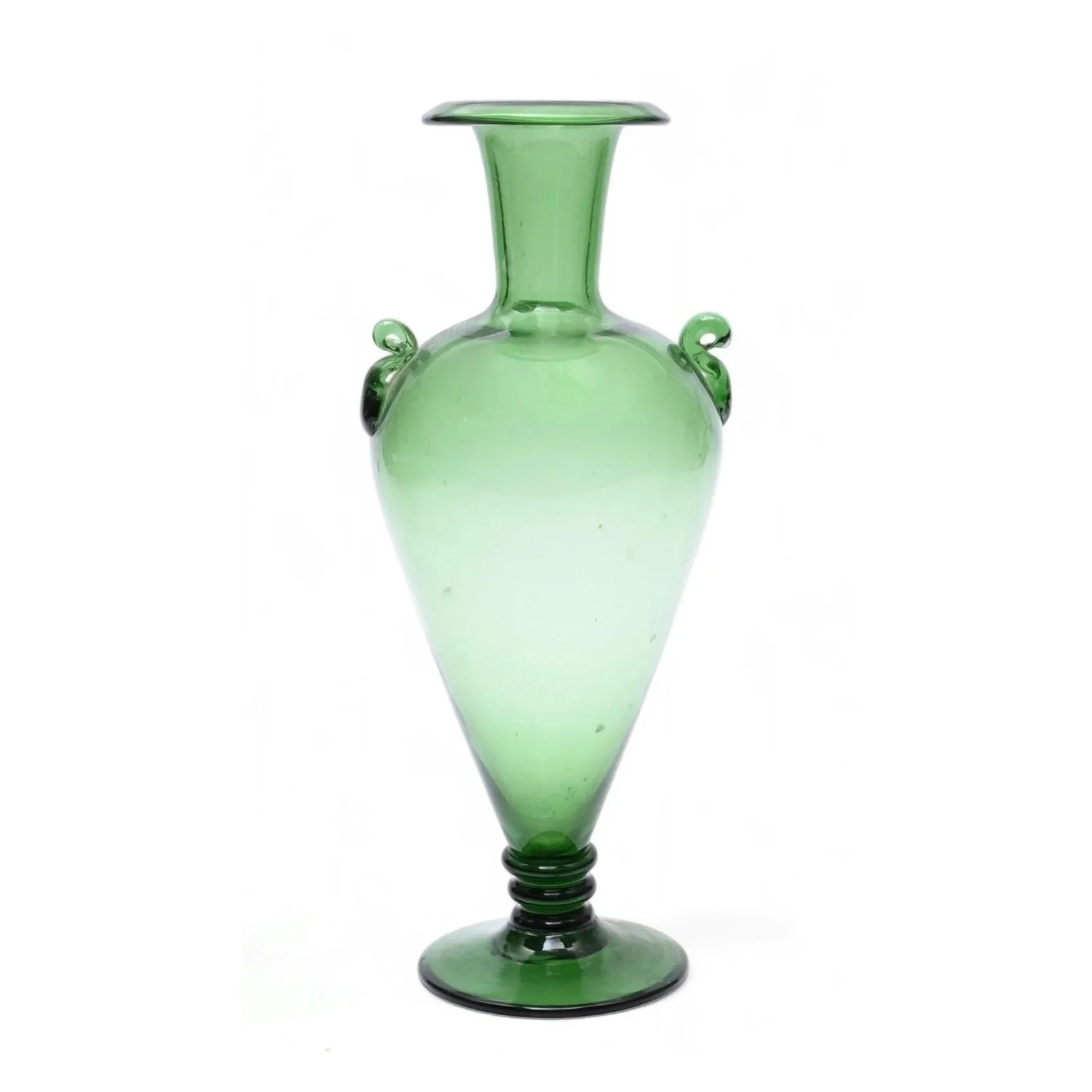 AN ARTS AND CRAFTS GREEN GLASS VASE