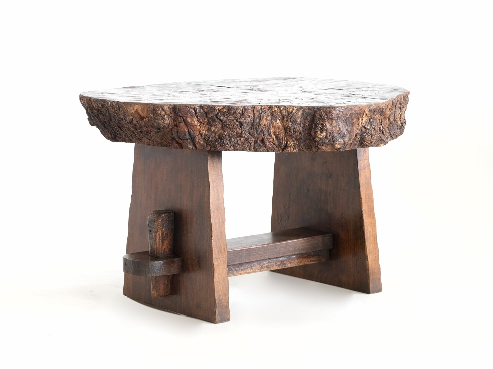 A BRUTALIST OAK COFFEE TABLE