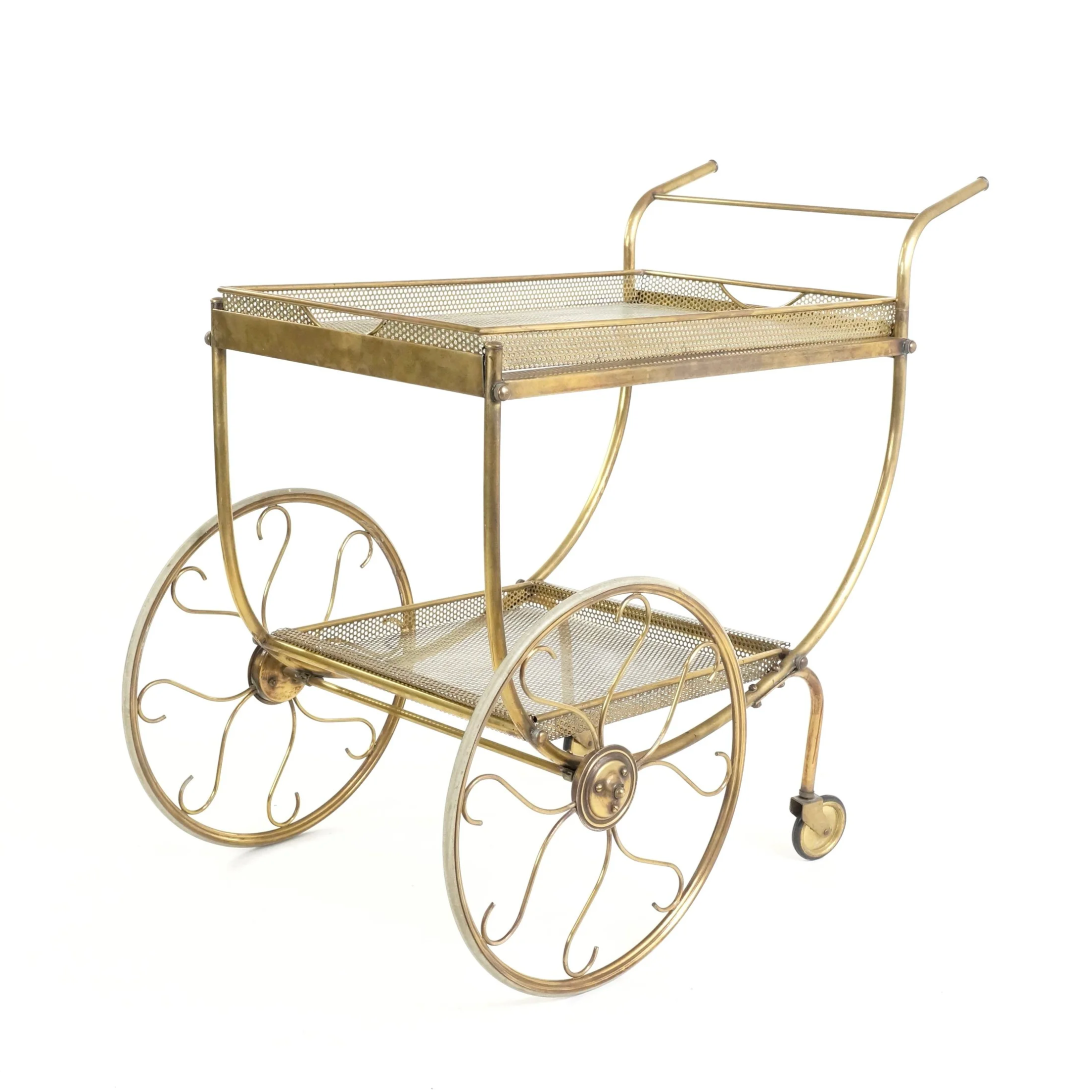 A BRASS DRINKS TROLLEY BY JOSEF FRANK