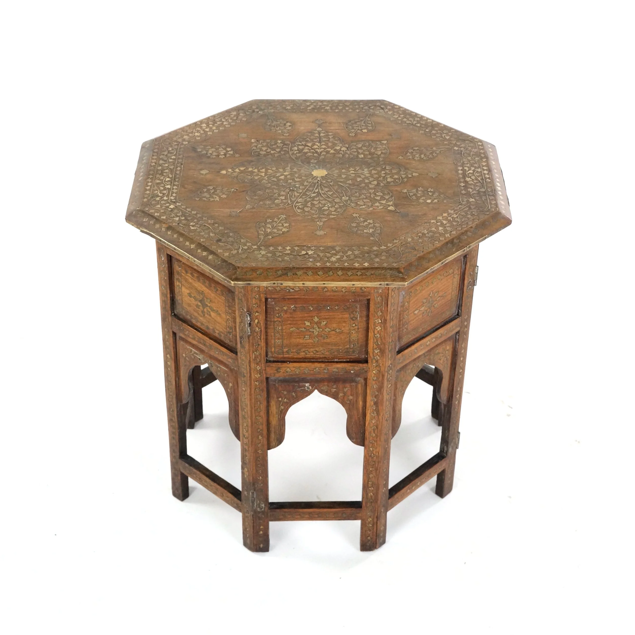 A BRASS INLAID HOSHIARPUR TABLE