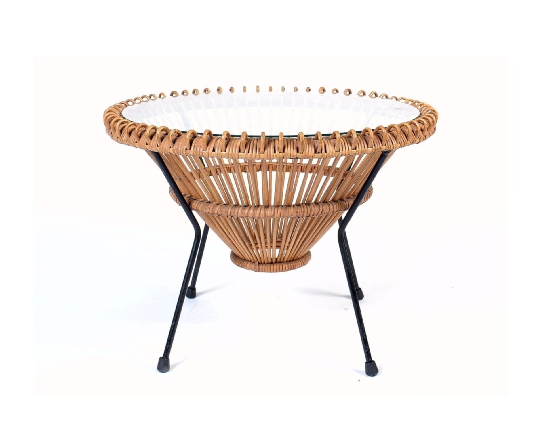 A FRANCO ALBINI RATTAN COFFEE TABLE