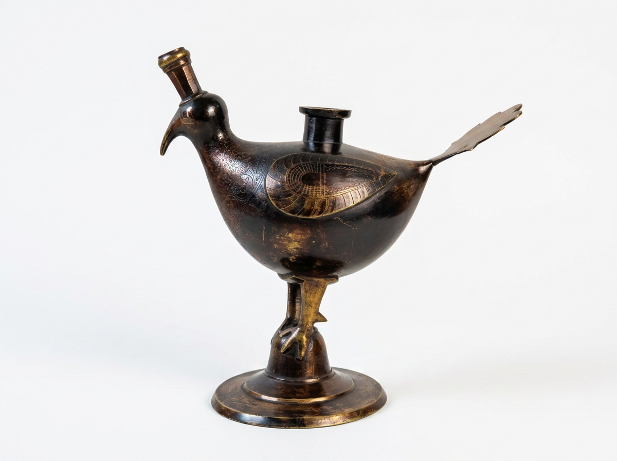 A PERSIAN PEACOCK HOOKAH BASE