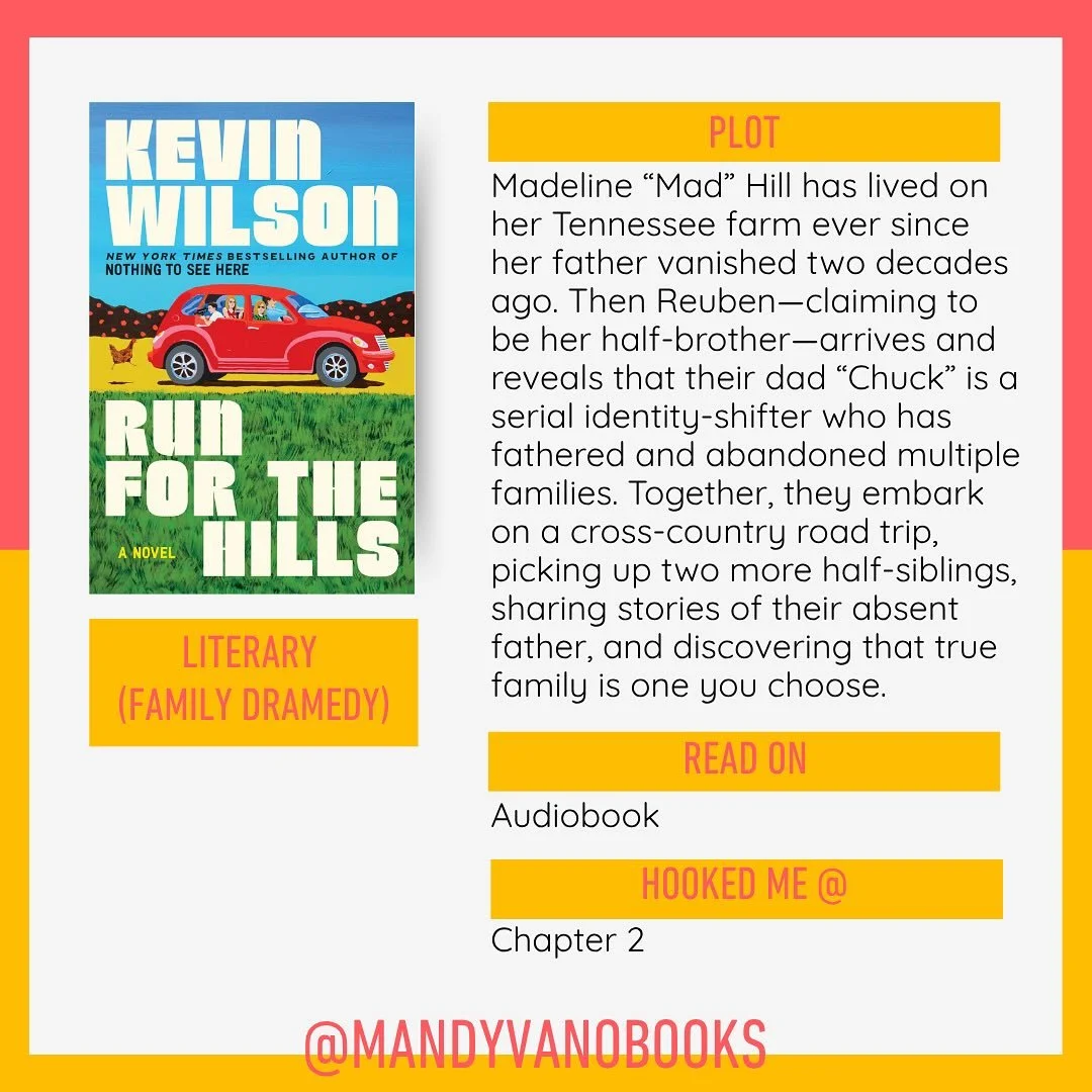 RUN FOR THE HILLS by Kevin Wilson

When I heard the pitch for @kevinwilsonauthor next book, I was hesitant because I generally don&rsquo;t like road trip books. Much like road trips, I usually find them too long and uncomfortable. But I was proved wr