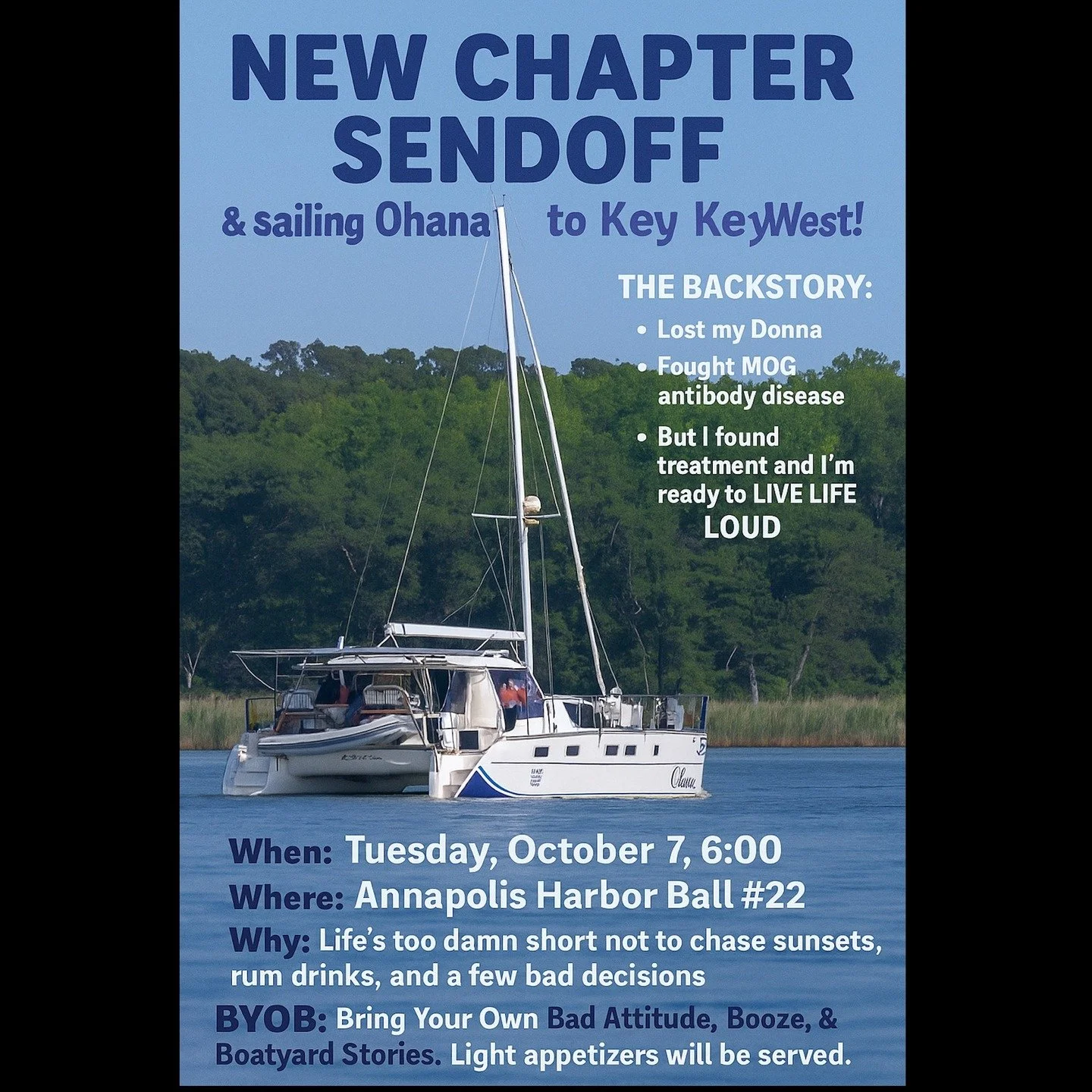 🚤 Whelp… it’s happening!
The adventure officially kicks off with a little pre-boat show shenanigans.
.
📍 When & Where:
Tuesday before the Annapolis Sailboat Show, right in the Harbor. (Water taxi can bring you out to Ohana.)
.
👥 W