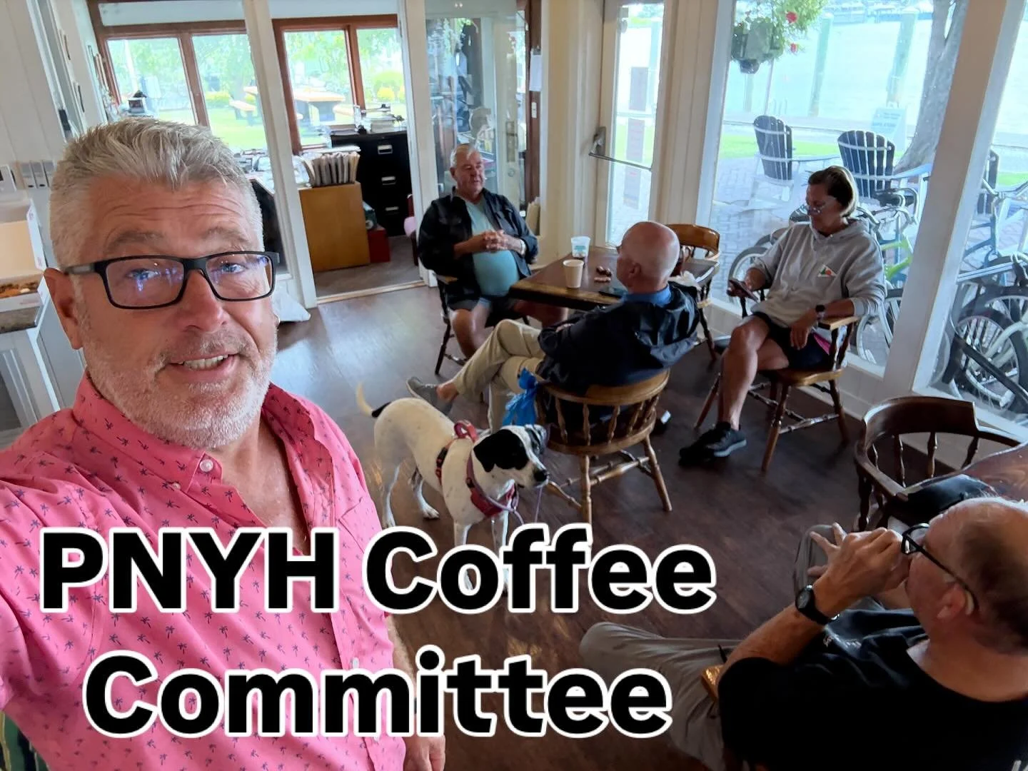 My last “PNYH Coffee Committee Meeting.”
.
A great group of men (& Tiller) who have so much historical knowledge of the area and marine equipment.
