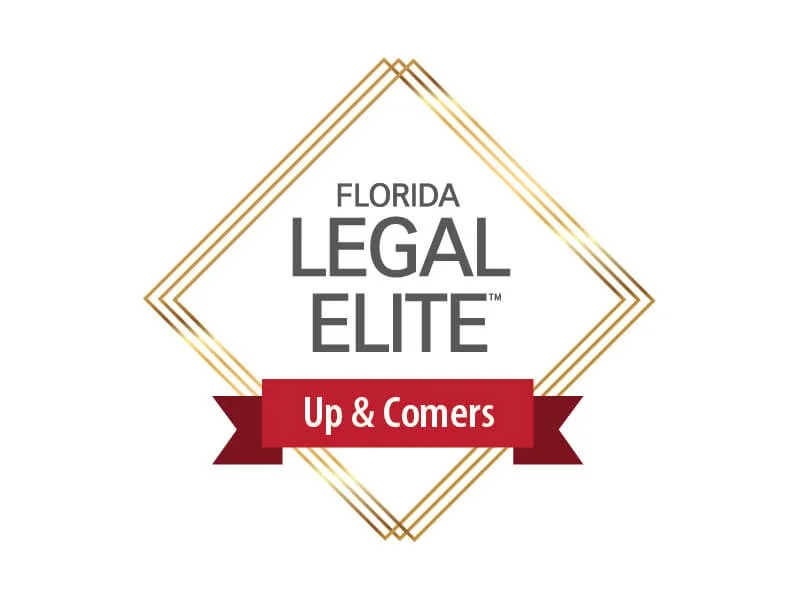 Florida Legal Elite logo with a red banner that says "Up & Comers"