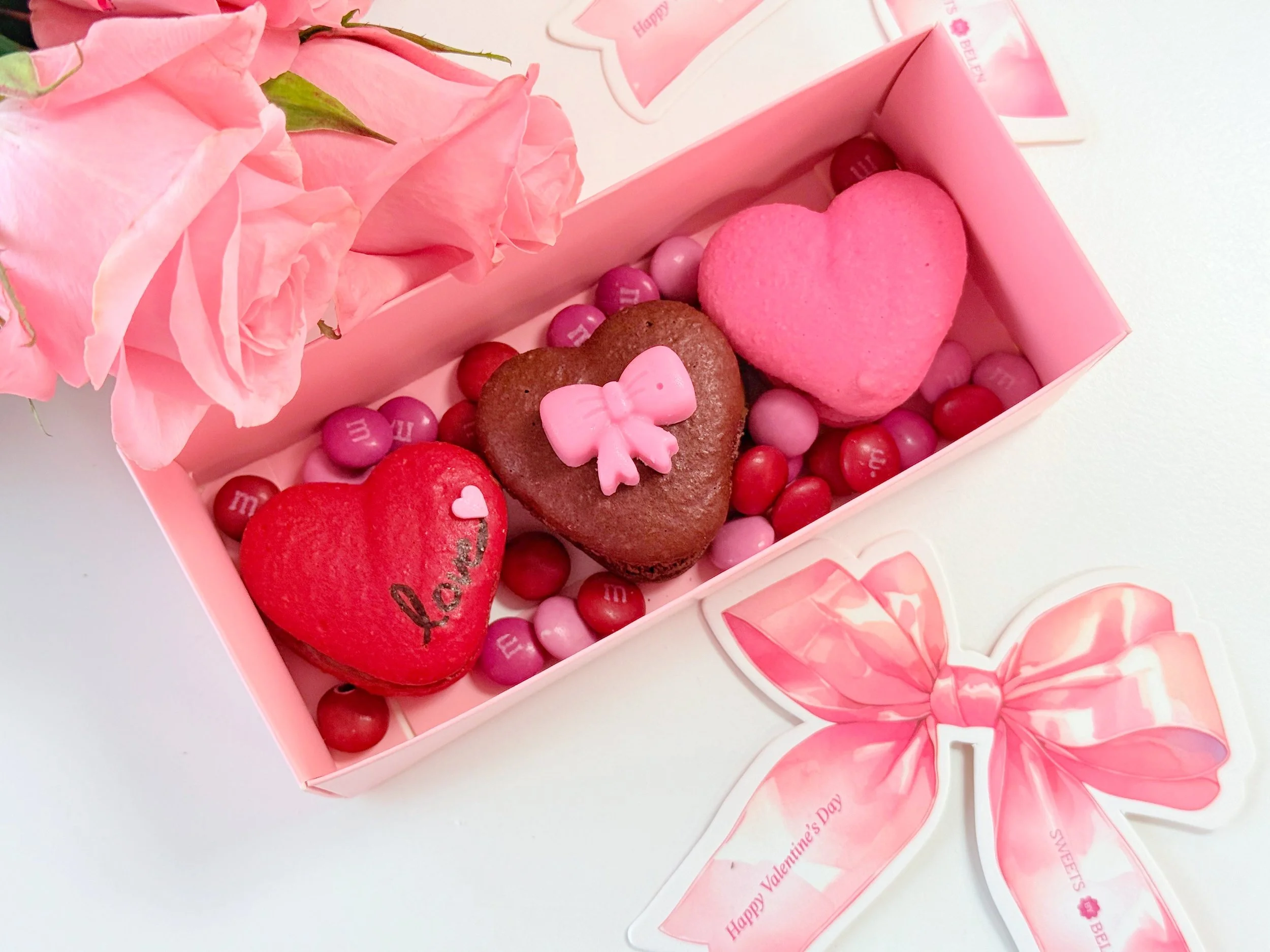 Trio of Heart-Shaped Macarons