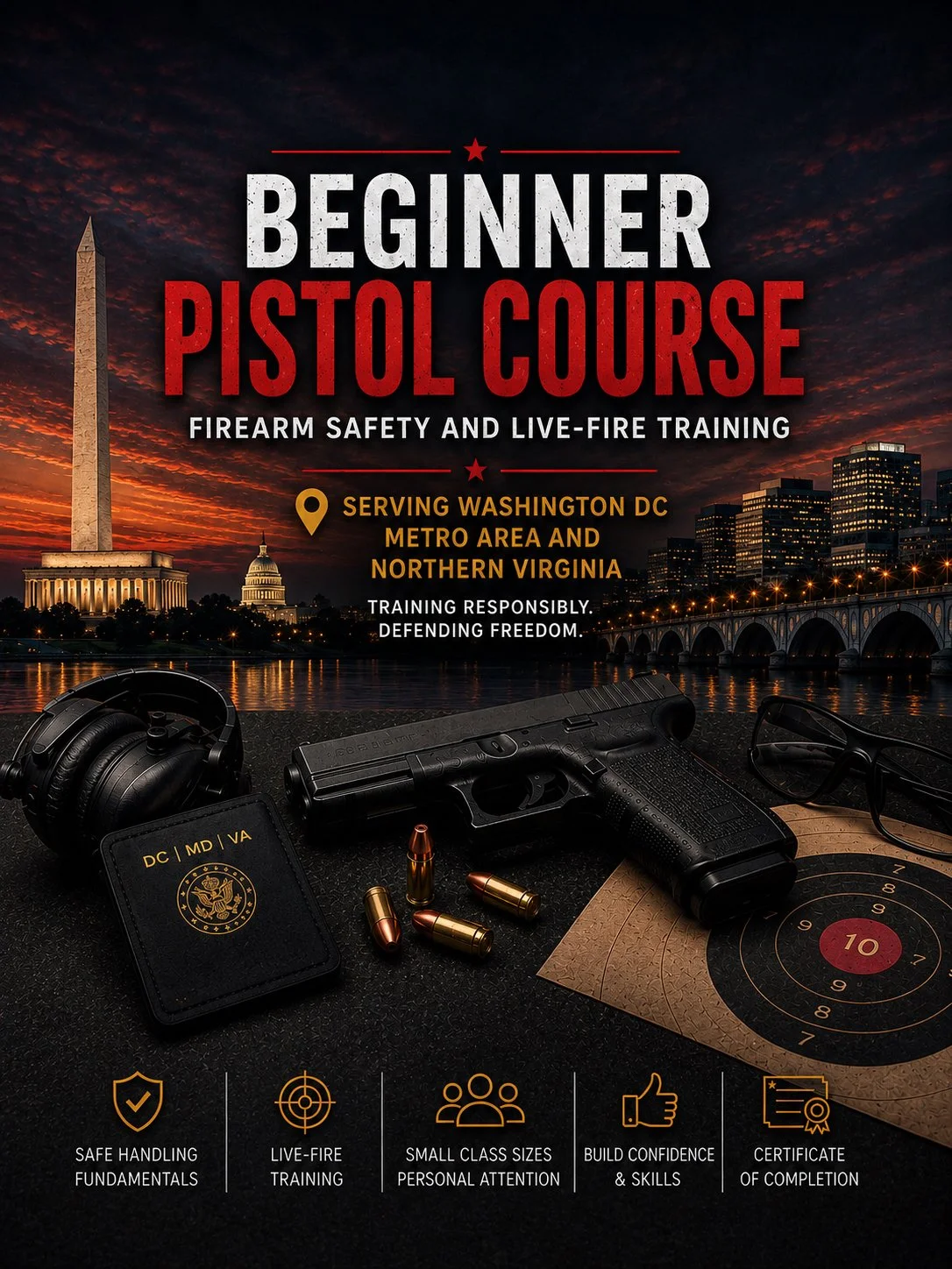 Beginner Pistol Course – Firearm Safety and Live-Fire Training