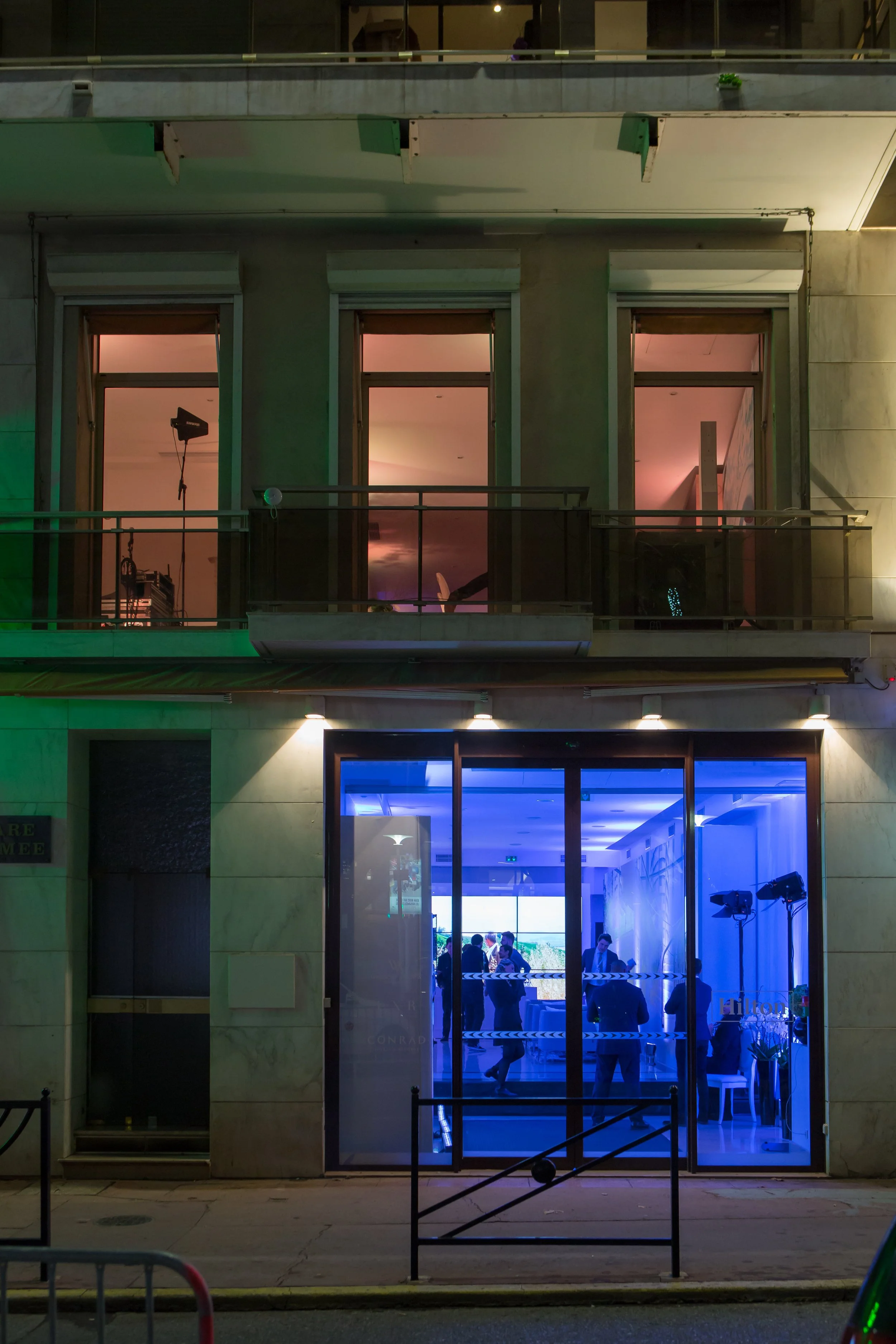 Hilton ILTM Cannes 2018 gallery overview — three-story luxury event space designed by Tiny Penthouse Studio