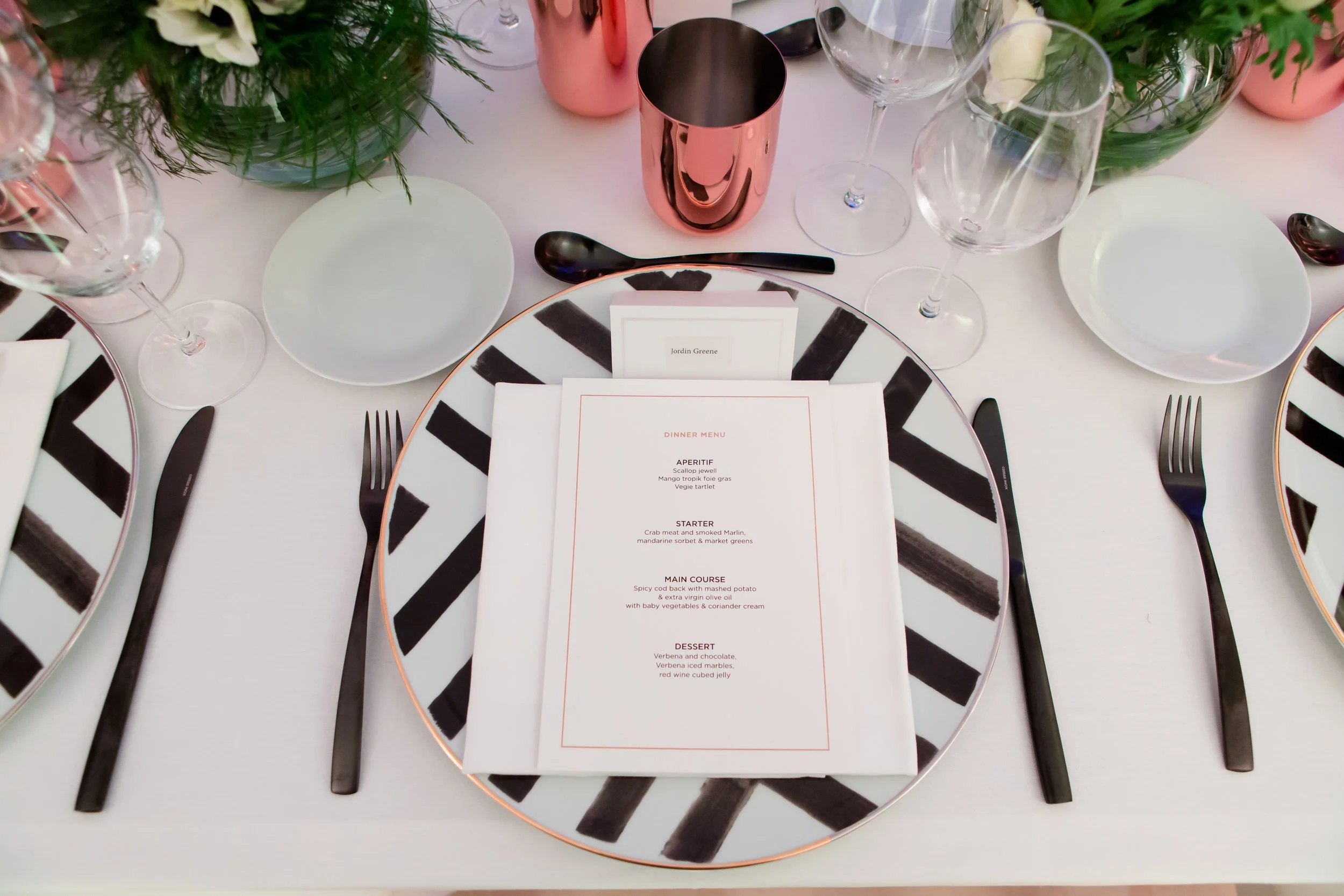 Hilton Conrad ILTM Cannes — black and white close-up  plate design, fine dining detail by Tiny Penthouse Studio