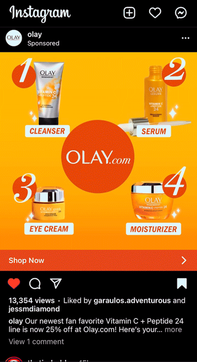 Social Media Design for Olay Brightening Creams Vitamin C and Peptide 24