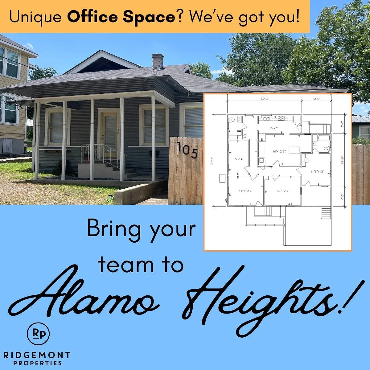 Does your team need a unique place to call home? 105 Willim is ready to be the office space you have dreamed of. This comfortable centrury old home has spaces for meetings, private offices, gathering spaces and more. Contact Ridgemont Properties at 2