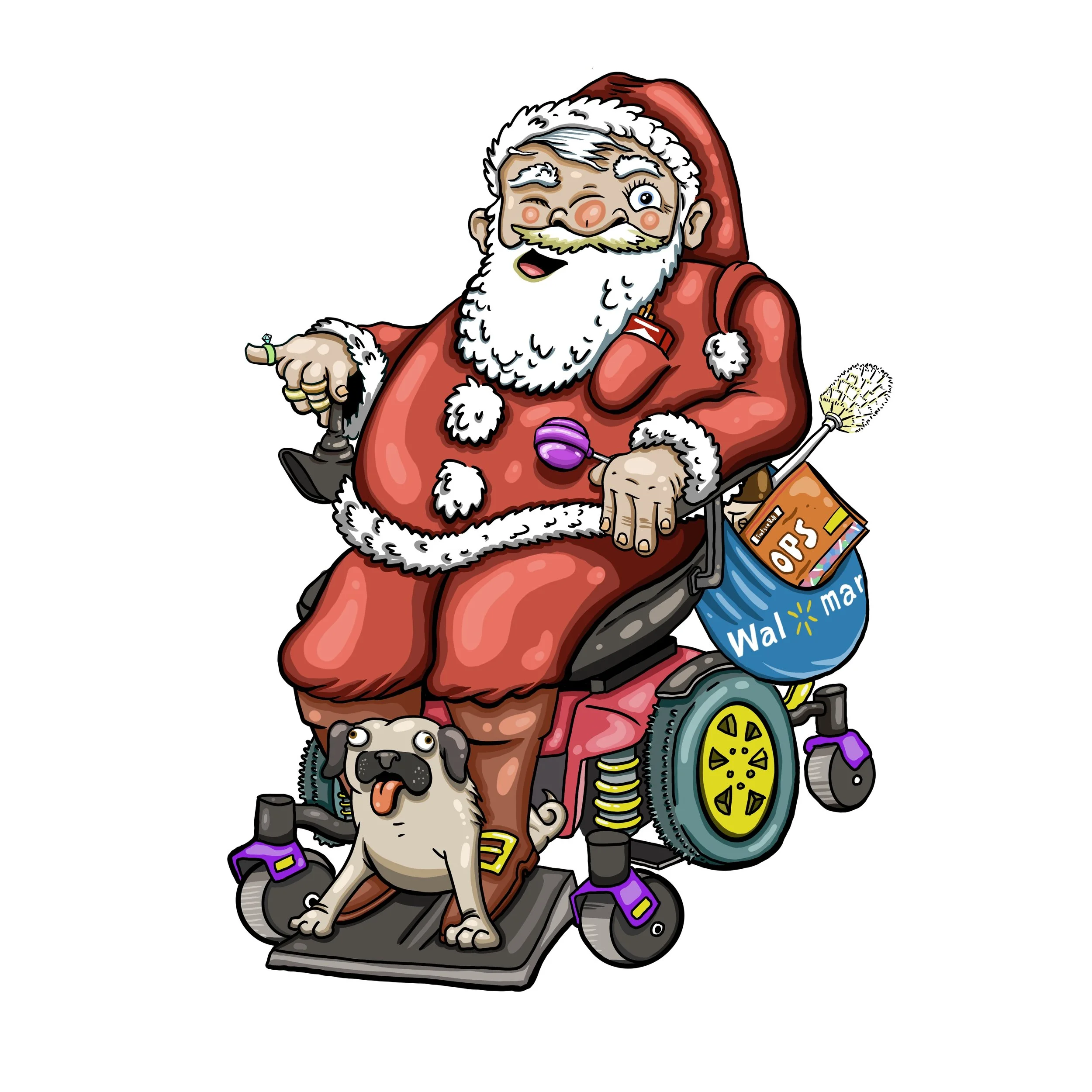 Mobility Device Santa (3"x3", Square Sticker)