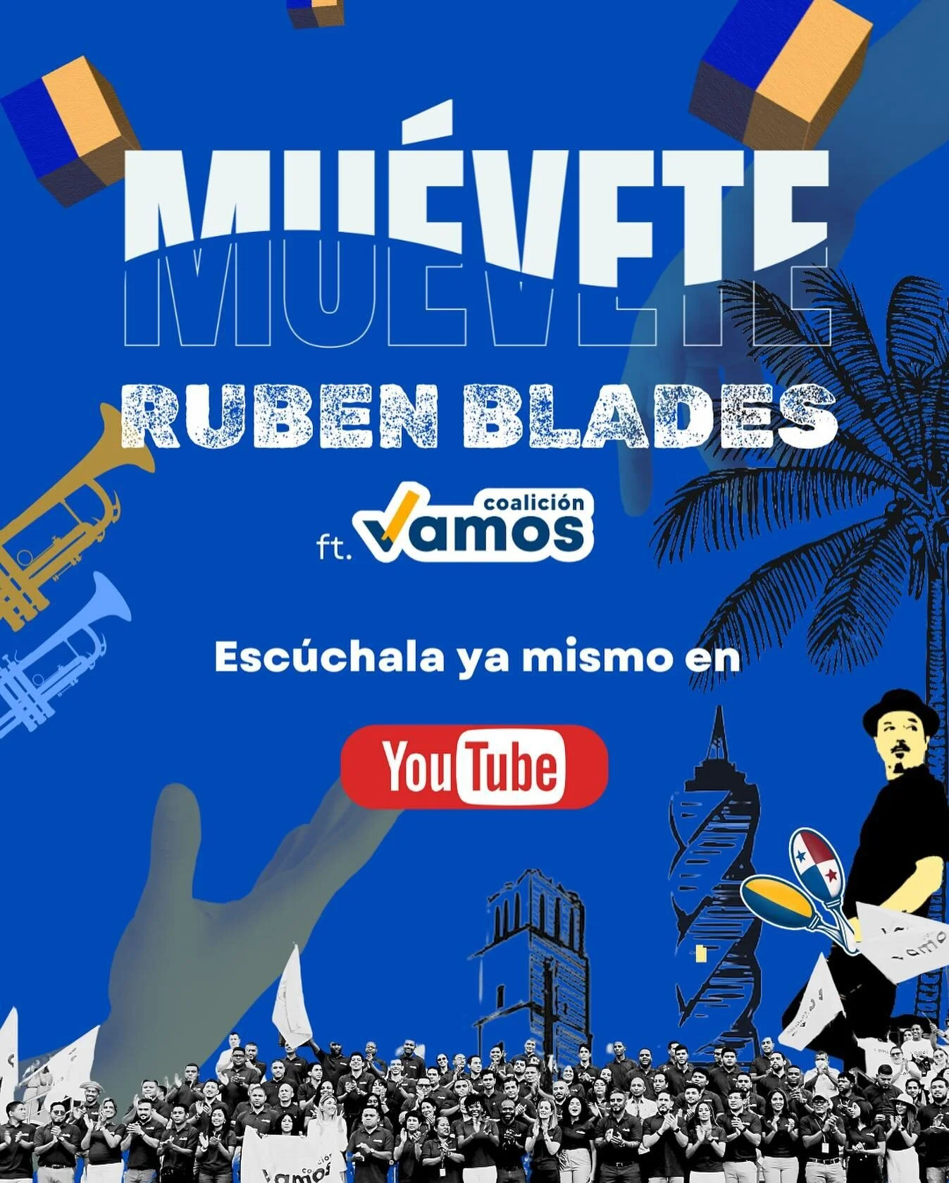 🎼MU&Eacute;VETE A VOTAR POR VAMOS 🎶

Ya disponible en YouTube nuestra canci&oacute;n con el maestro 🪇🎤🥁 que llama a Panam&aacute; a votar este 5 de mayo por el equipo comprometido con la transparencia, la honestidad y la buena pol&iacute;tica 🟦