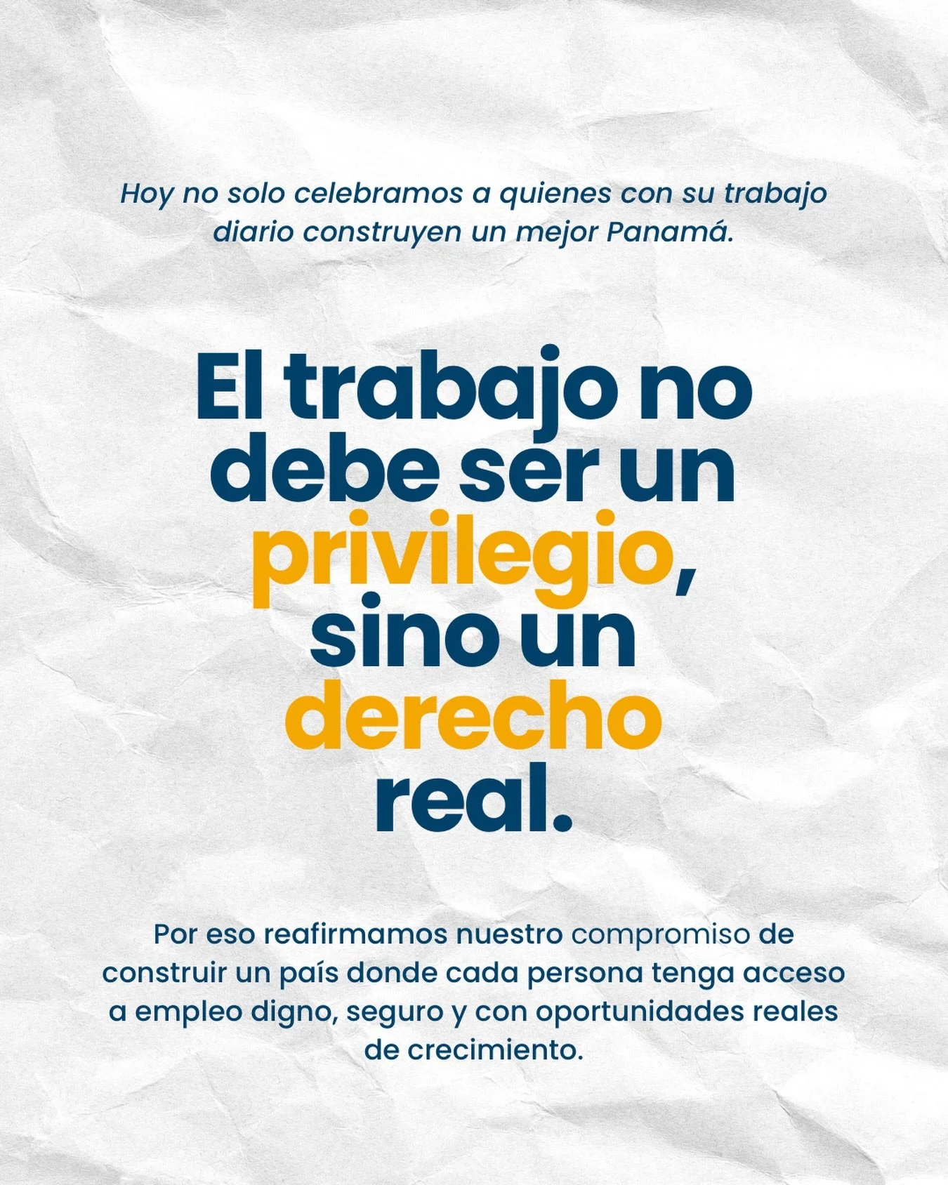 Este 1&deg; de mayo, reconocemos y celebramos a quienes con su trabajo diario construyen Panam&aacute;.

Un pa&iacute;s avanza cuando su gente puede trabajar con dignidad.

Eso significa acceso real a empleo, condiciones justas y oportunidades para c