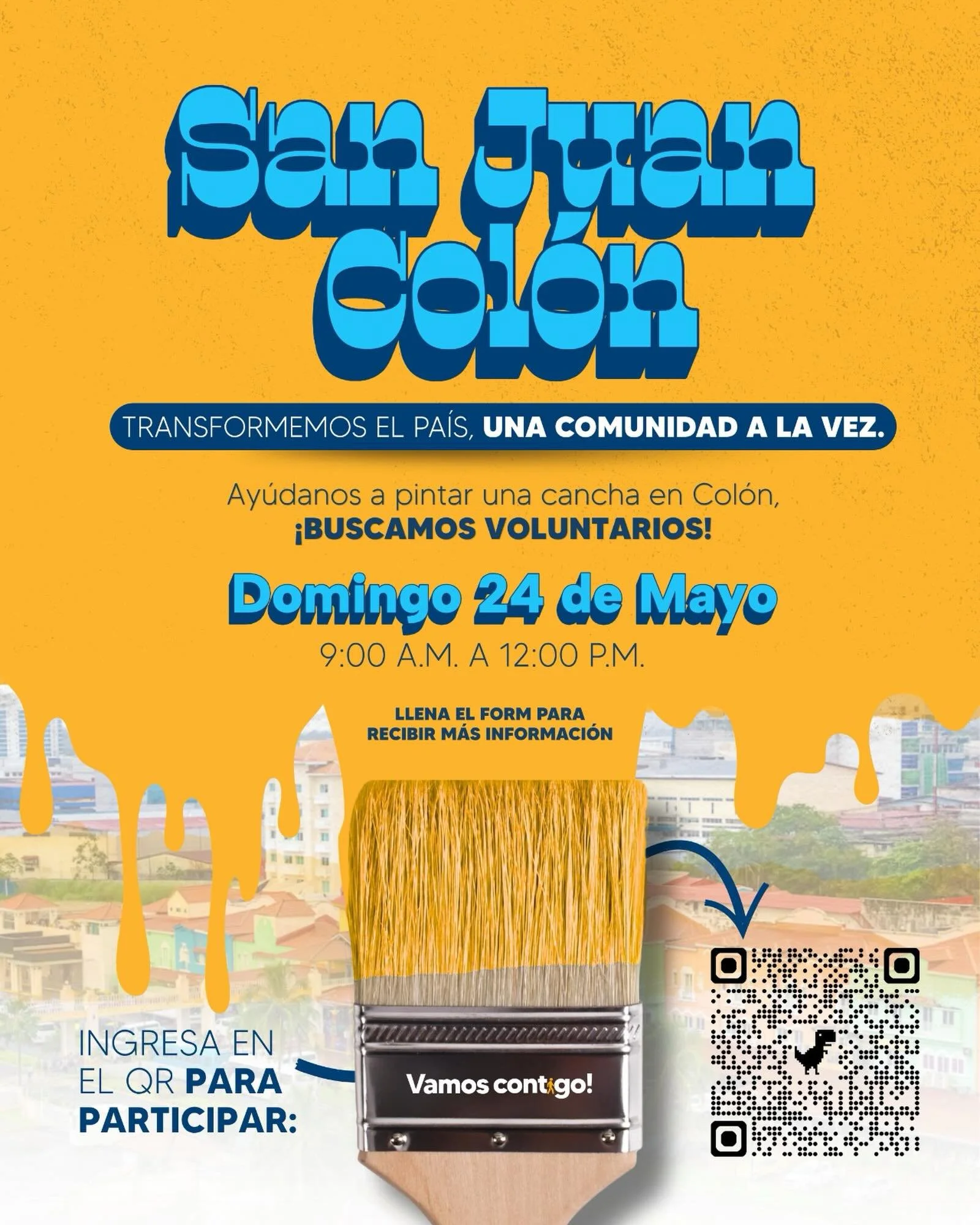 📣 Col&oacute;n: te toca a ti!! 

Vamos contigo llega a San Juan 🎨👷&zwj;♂️ y necesita voluntarios y voluntarias 💪 ay&uacute;danos a recuperar espacios comunitarios y trabajar en equipo por un mejor Panam&aacute; 🫂 &iquest;quieres participar? Deja