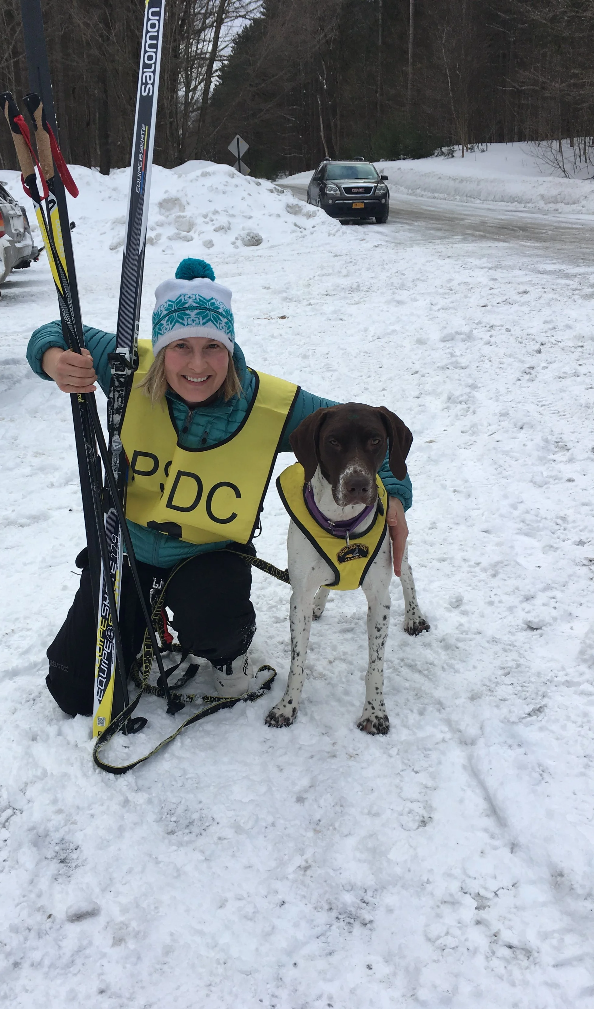 At the Tug Hill Classic, Skijor racing with Skipper 2019