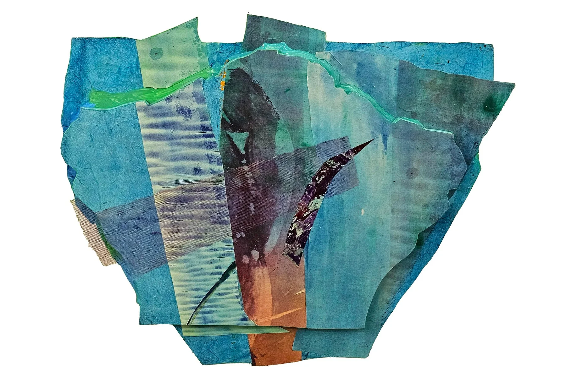Blue Bird, mixed media with solar plate mounted on wood, 16x17, 2026 (1) - Heidi Marschner.jpg