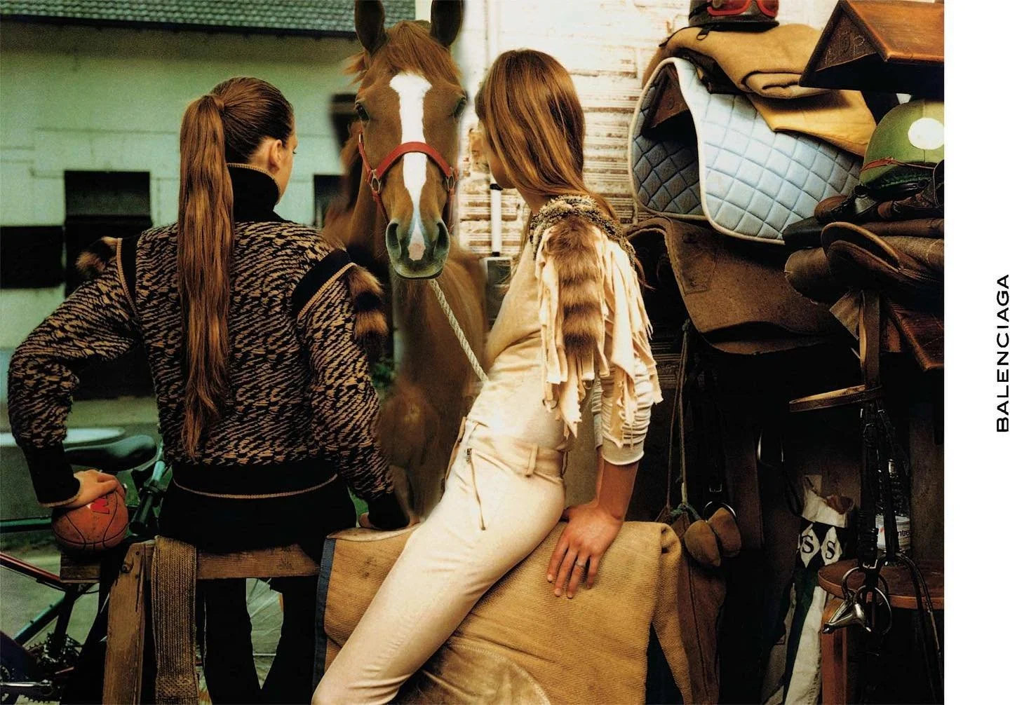 Balenciaga Fall 2000 ad campaign featuring Anne-Catherine Lacroix and Roos van Bosstraeten photographed by Inez &amp; Vinoodh