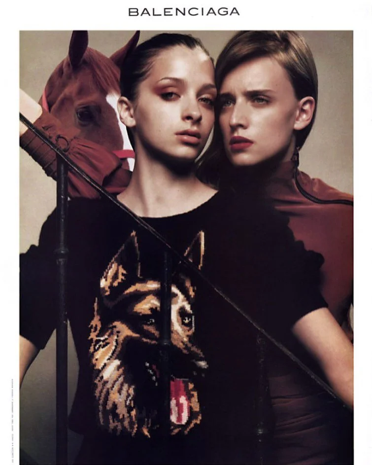 Balenciaga Fall 2000 campaign shot by Inez &amp; Vinoodh featuring Anne-Catherine Lacroix and Roos van Bosstraeten