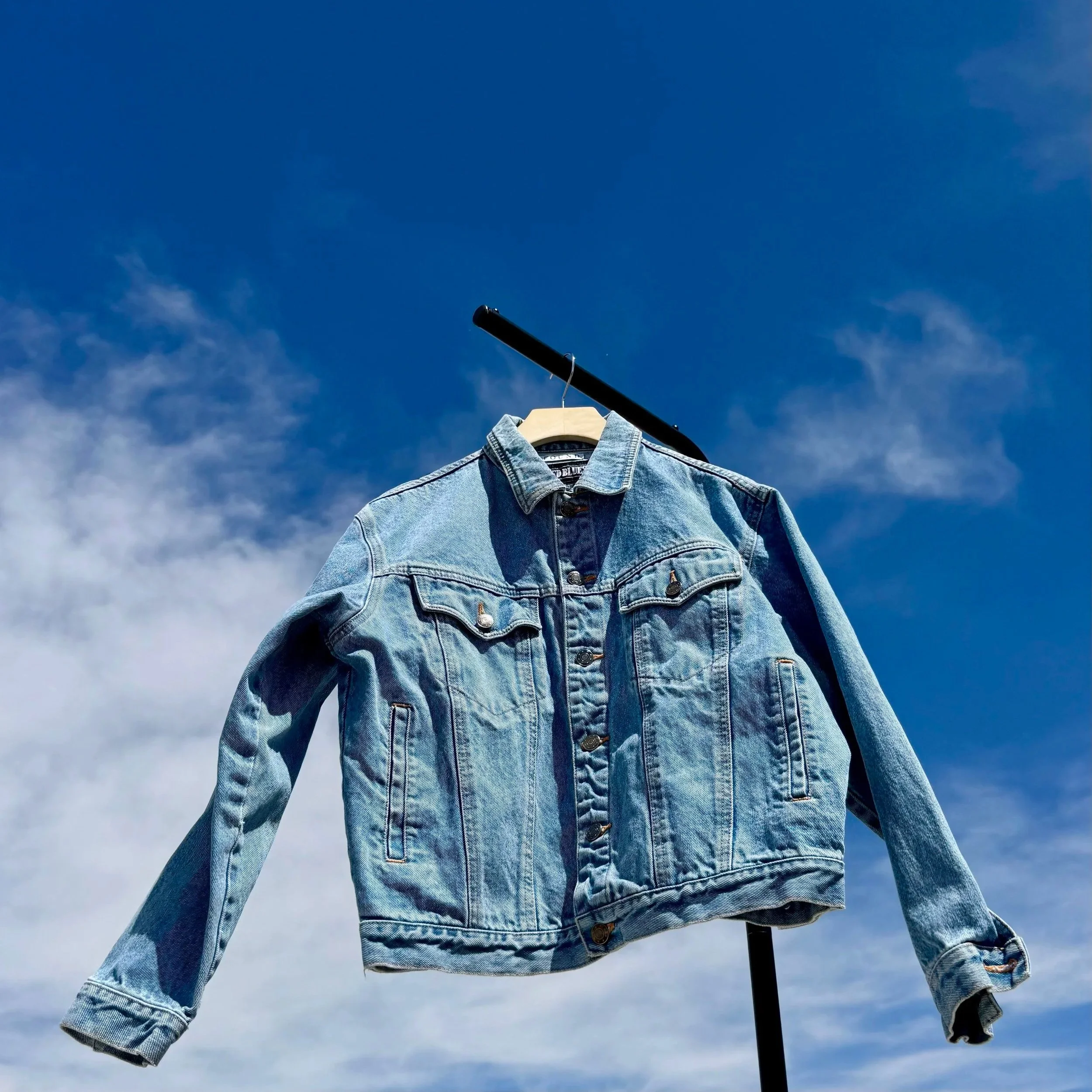 EARTH DAY DROP Mixed Blues Medium Wash Denim Jacket - 1990s