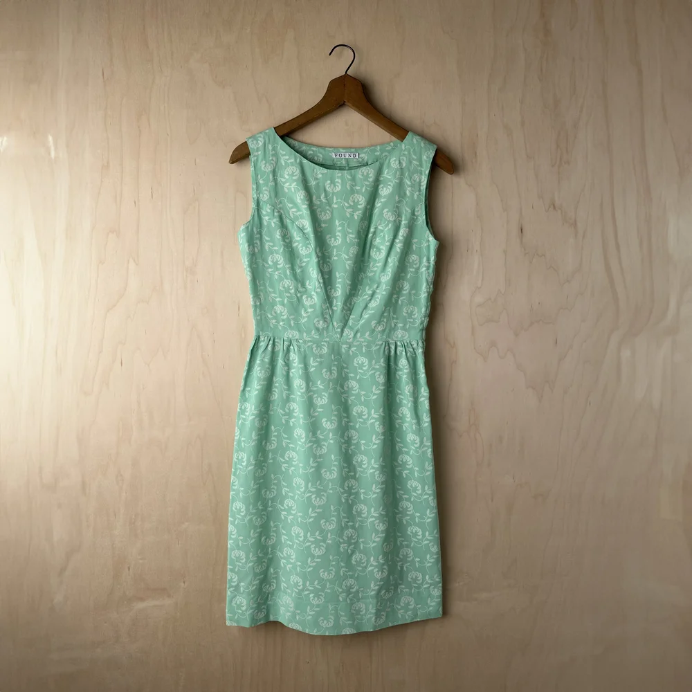 Handmade Vintage Mint Floral Dress - 1960s  FOUND